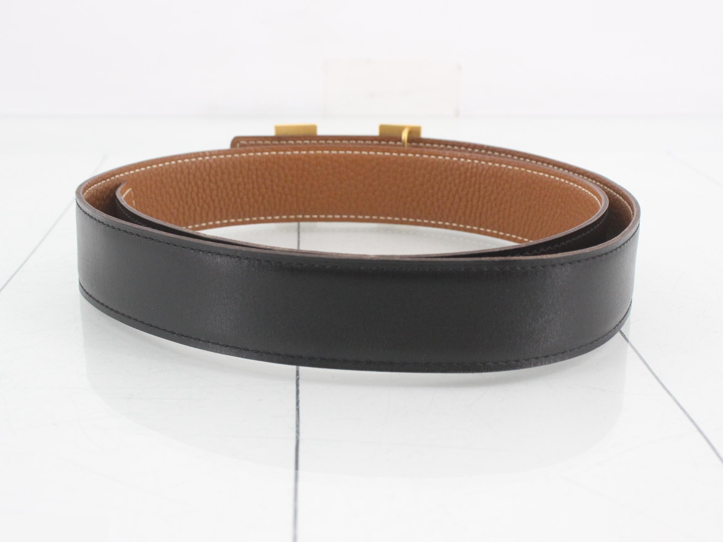 Constance belt, gold hardware, reversible, black/brown, size 85 — view 2