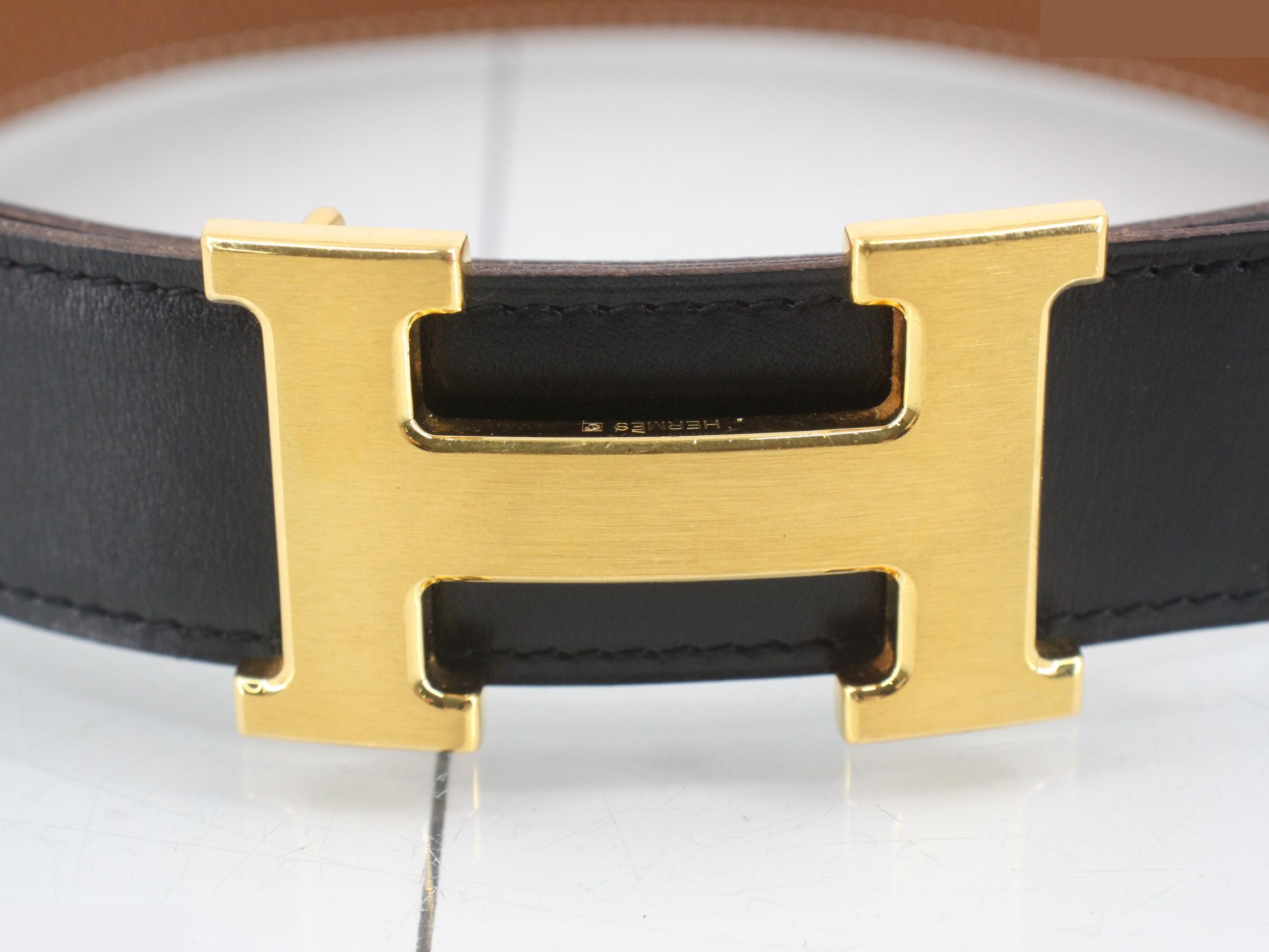 Constance belt, gold hardware, reversible, black/brown, size 85 — view 3