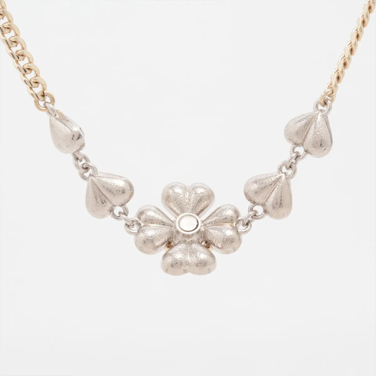 Coco Mark C23S Necklace, GP x Rhinestone, Gold x Silver. Shows signs of wear, including — view 2