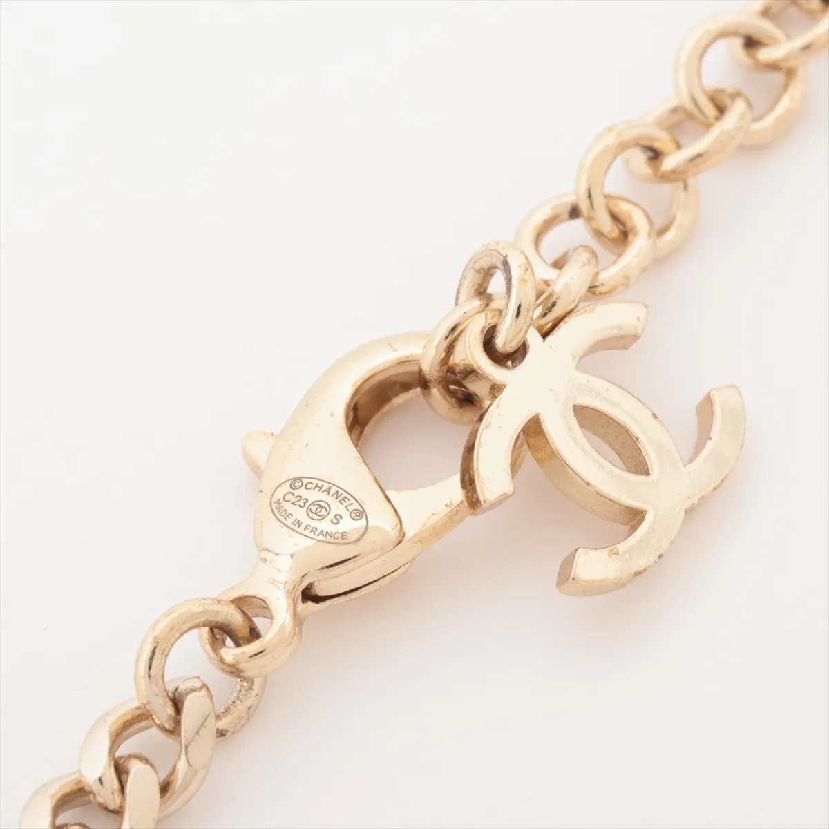 Coco Mark C23S Necklace, GP x Rhinestone, Gold x Silver. Shows signs of wear, including — view 4