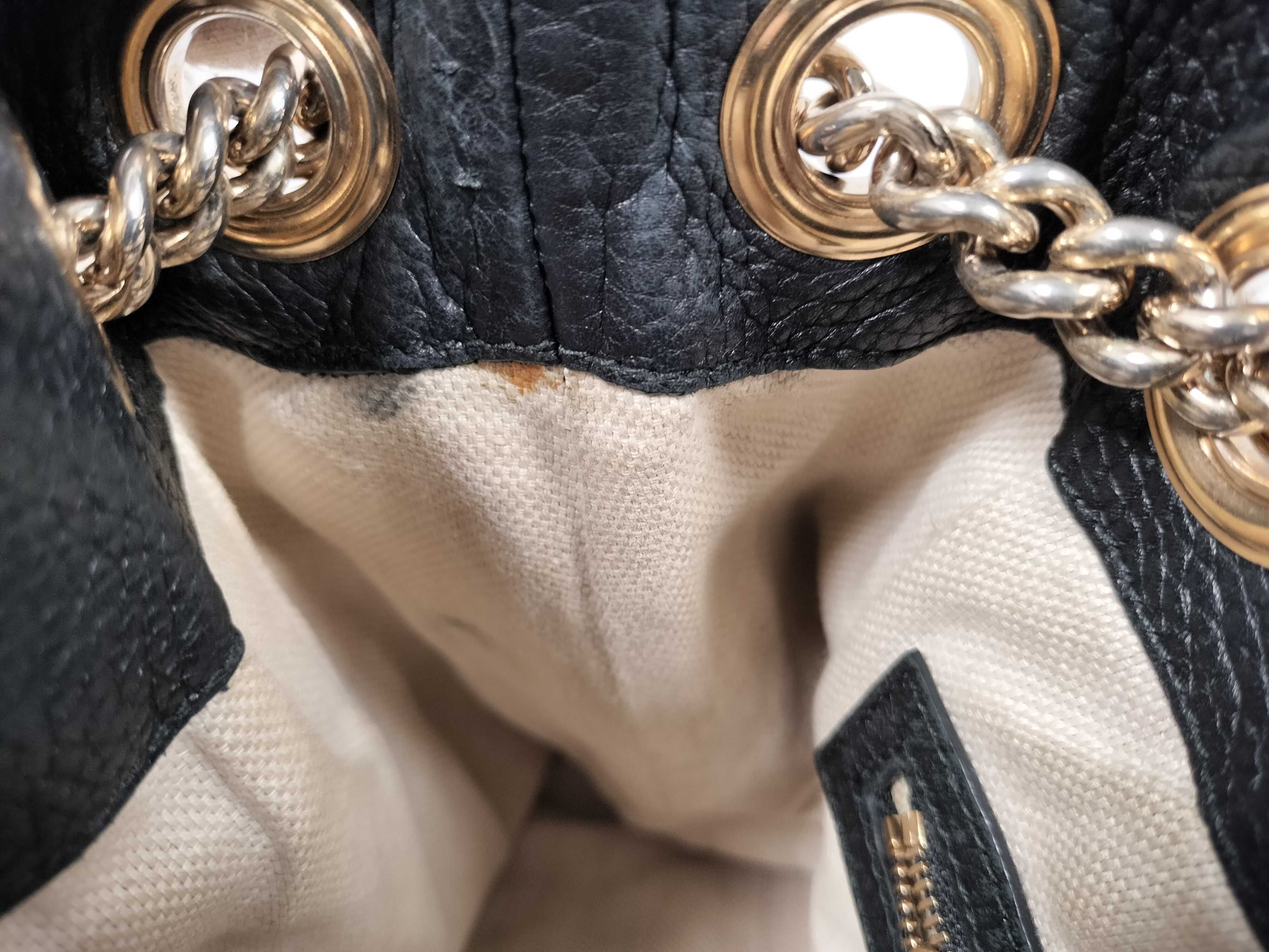 Soho Tote Bag, Chain Tote Bag 536196, Black Leather — view 14