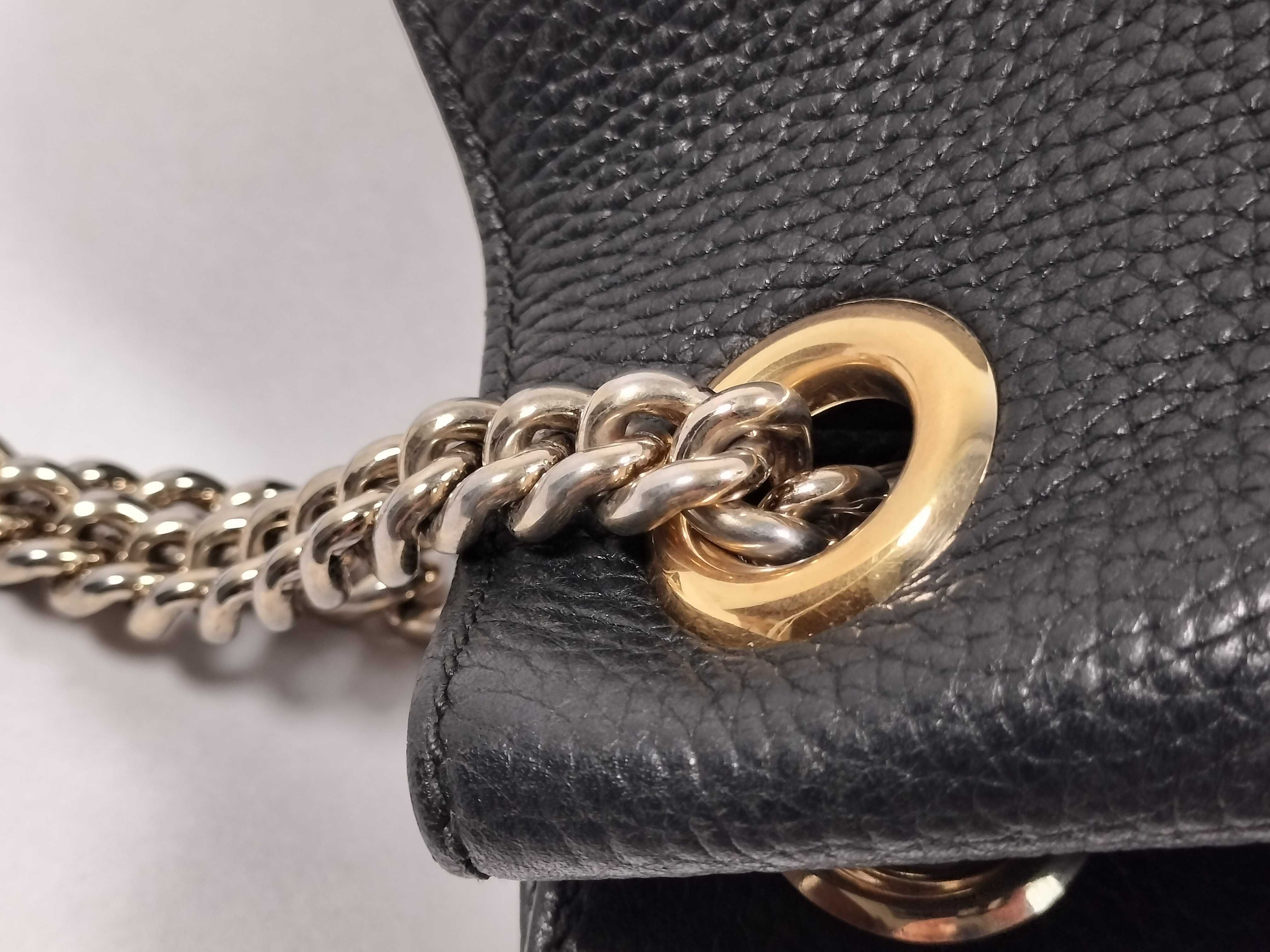 Soho Tote Bag, Chain Tote Bag 536196, Black Leather — view 5