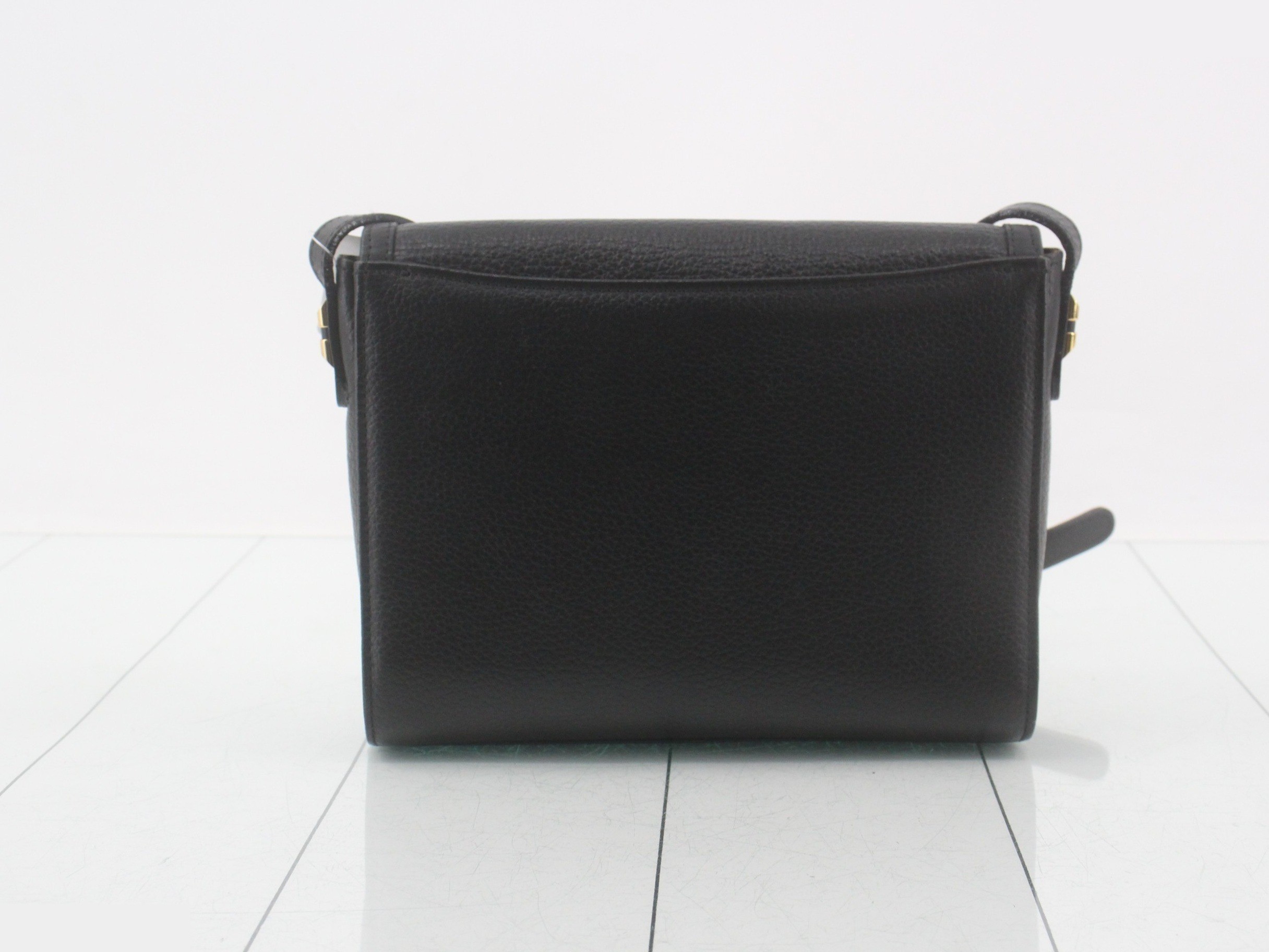 Leather shoulder bag, black, gold hardware. — view 2