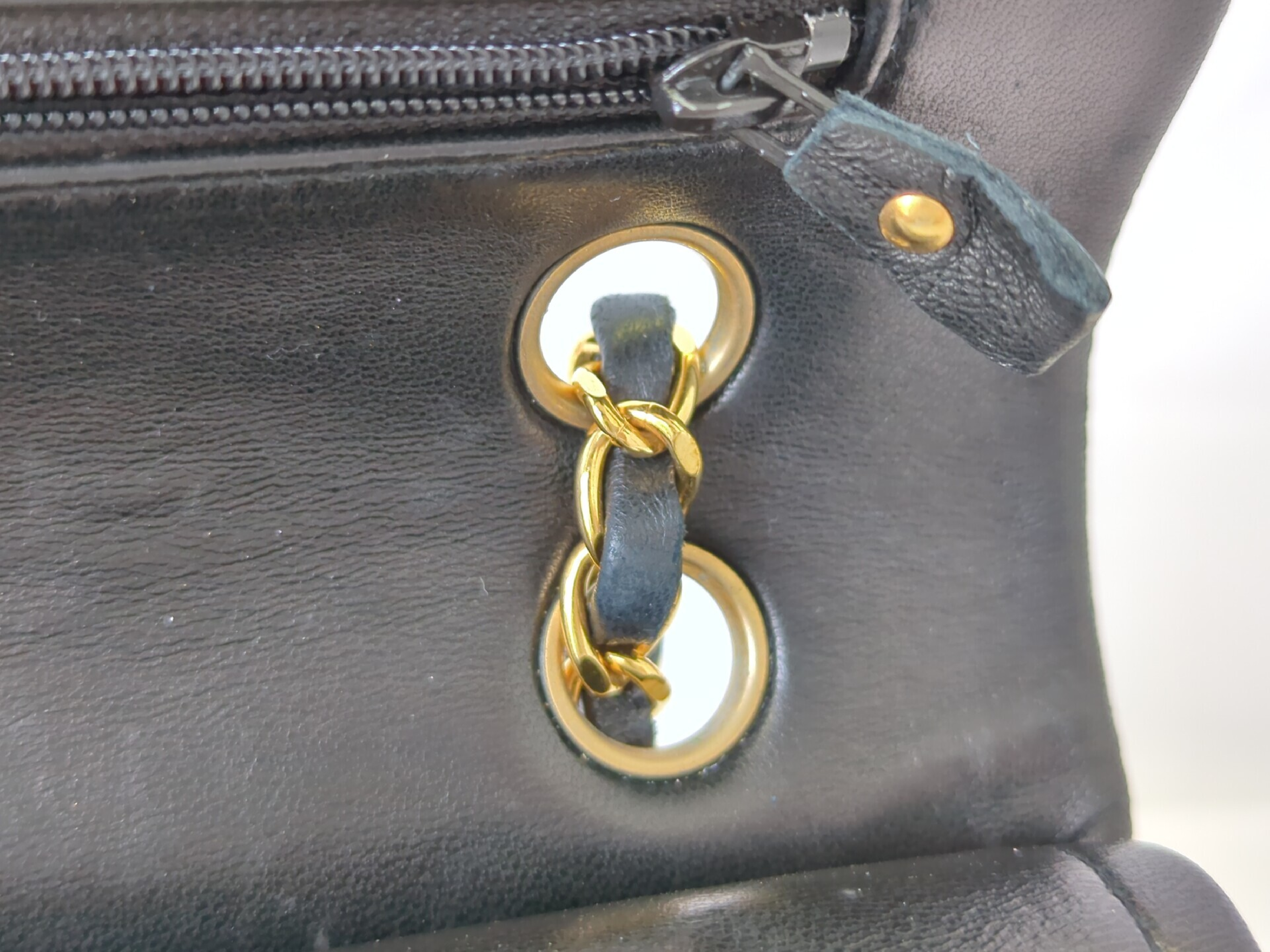 Lambskin W Flap 25 Black 2nd Shoulder Bag — view 10