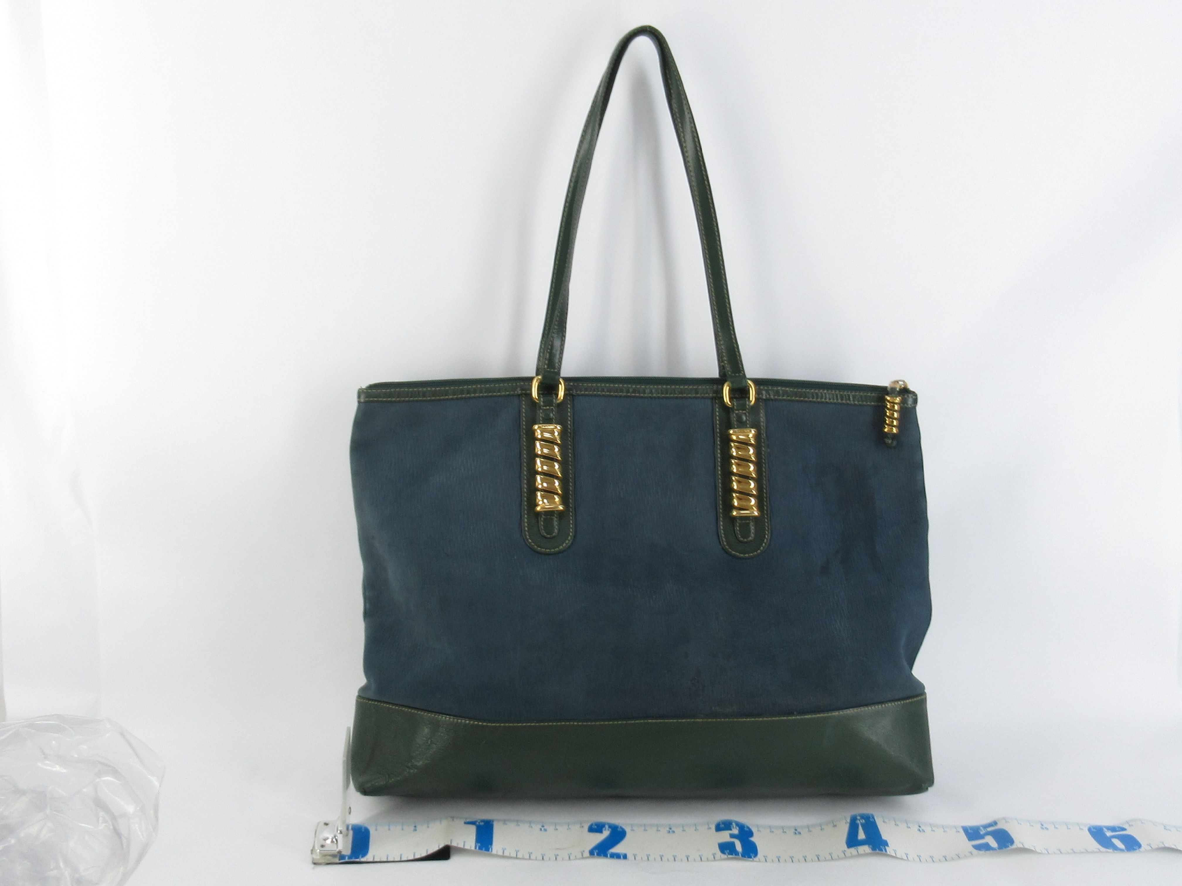 Velázquez Tote Bag with Twisted Hardware, Blue and Green Tote Bag — view 2