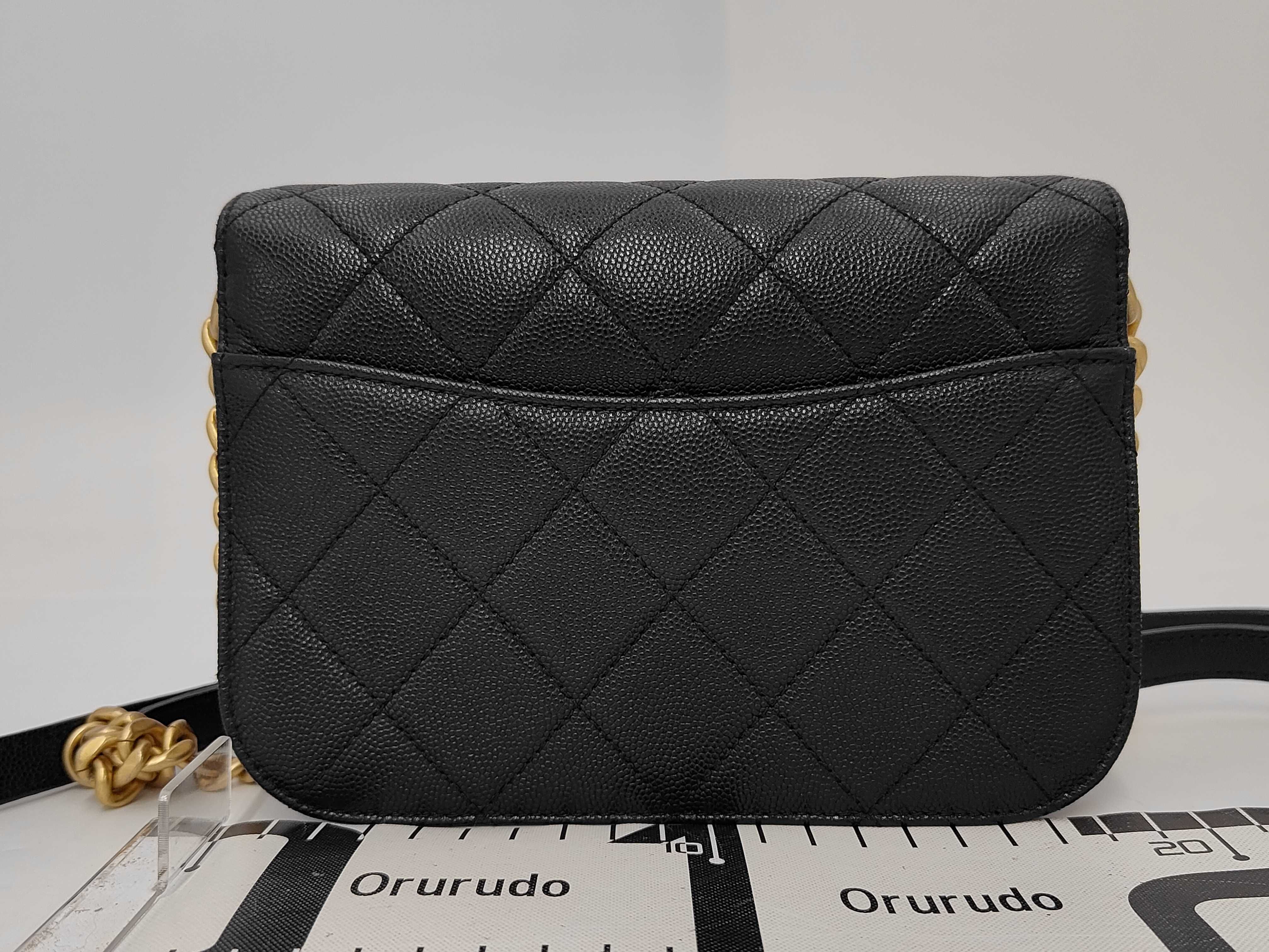 Timeless Black Quilted Caviaskin Gold Hardware Bag — view 2