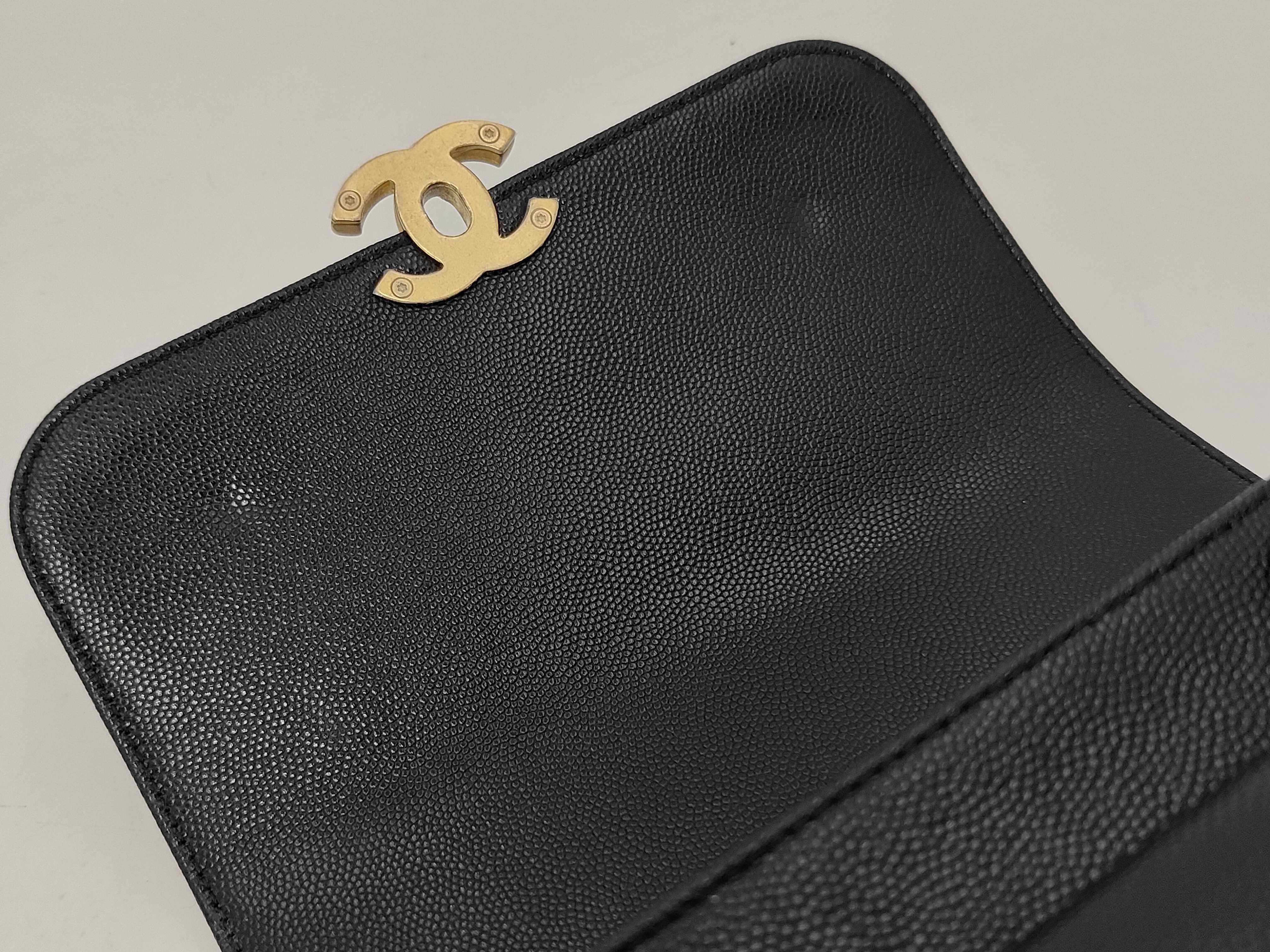 Timeless Black Quilted Caviaskin Gold Hardware Bag — view 12
