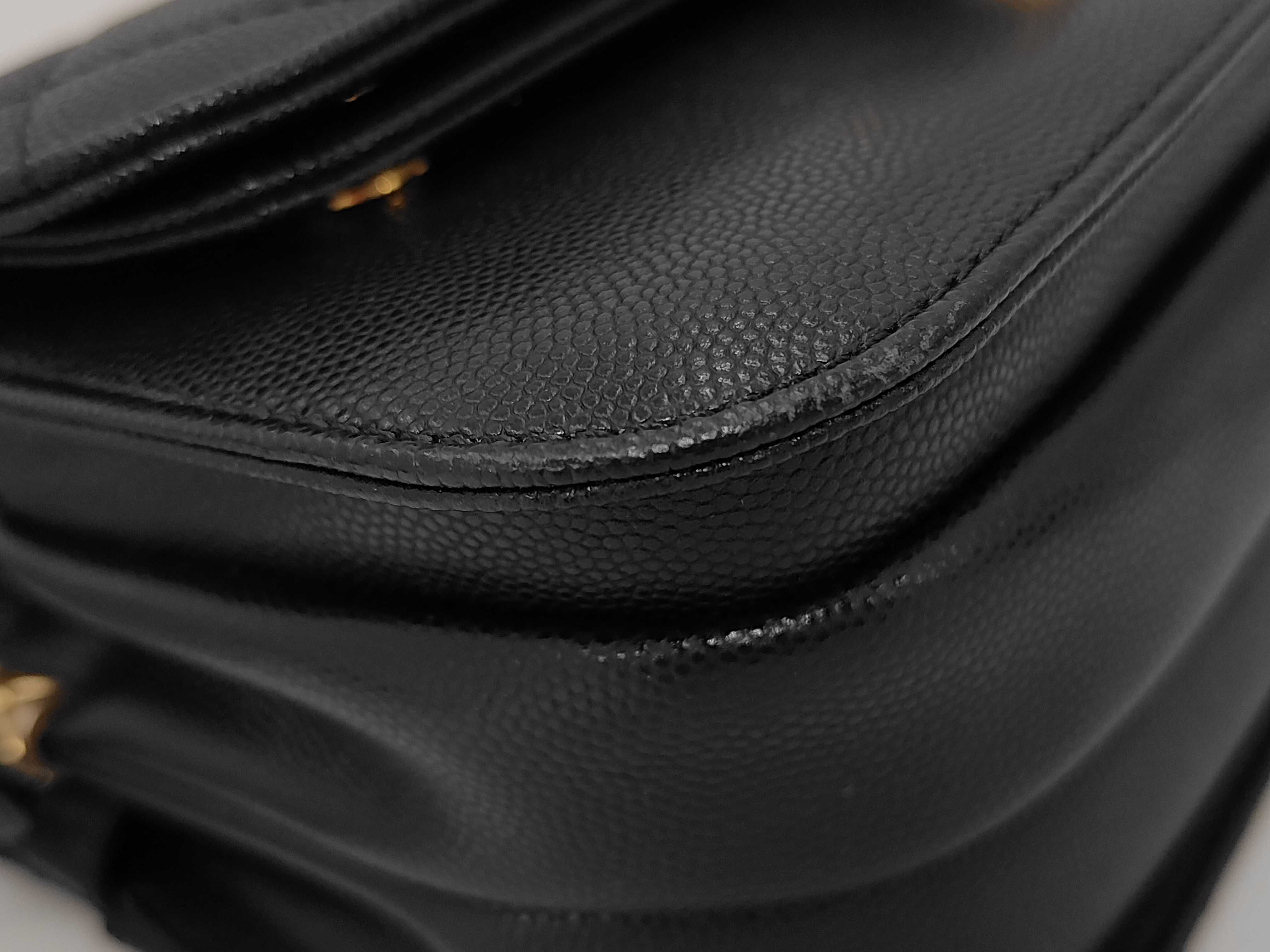 Timeless Black Quilted Caviaskin Gold Hardware Bag — view 3