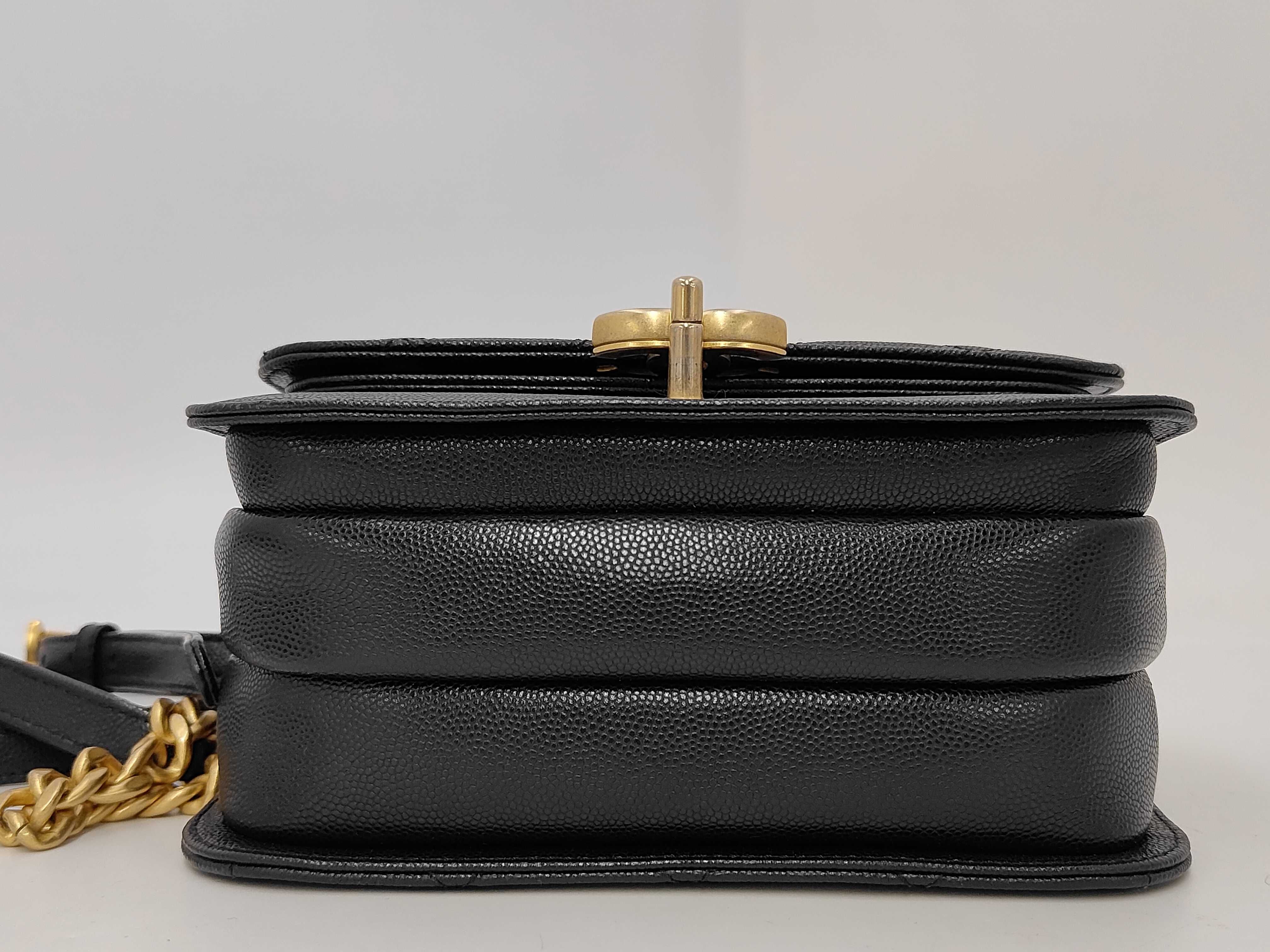 Timeless Black Quilted Caviaskin Gold Hardware Bag — view 4