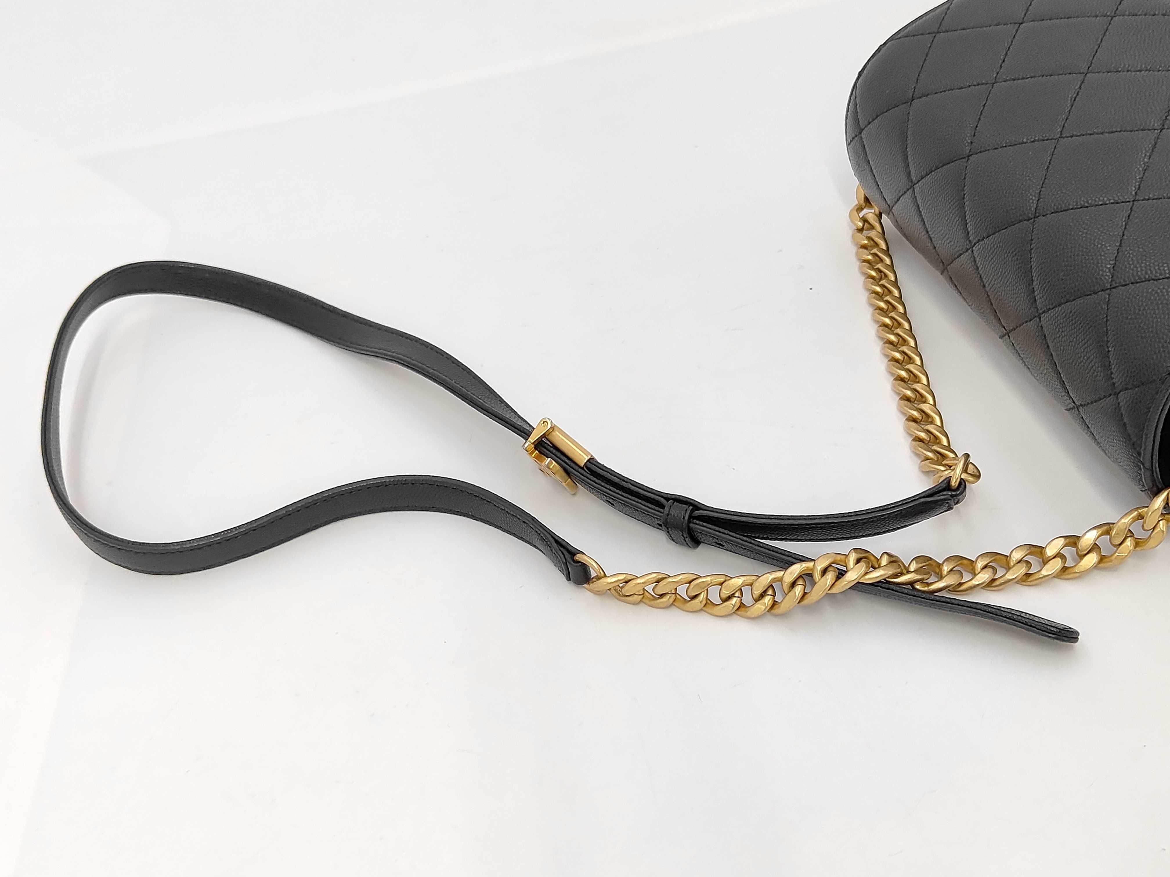 Timeless Black Quilted Caviaskin Gold Hardware Bag — view 5