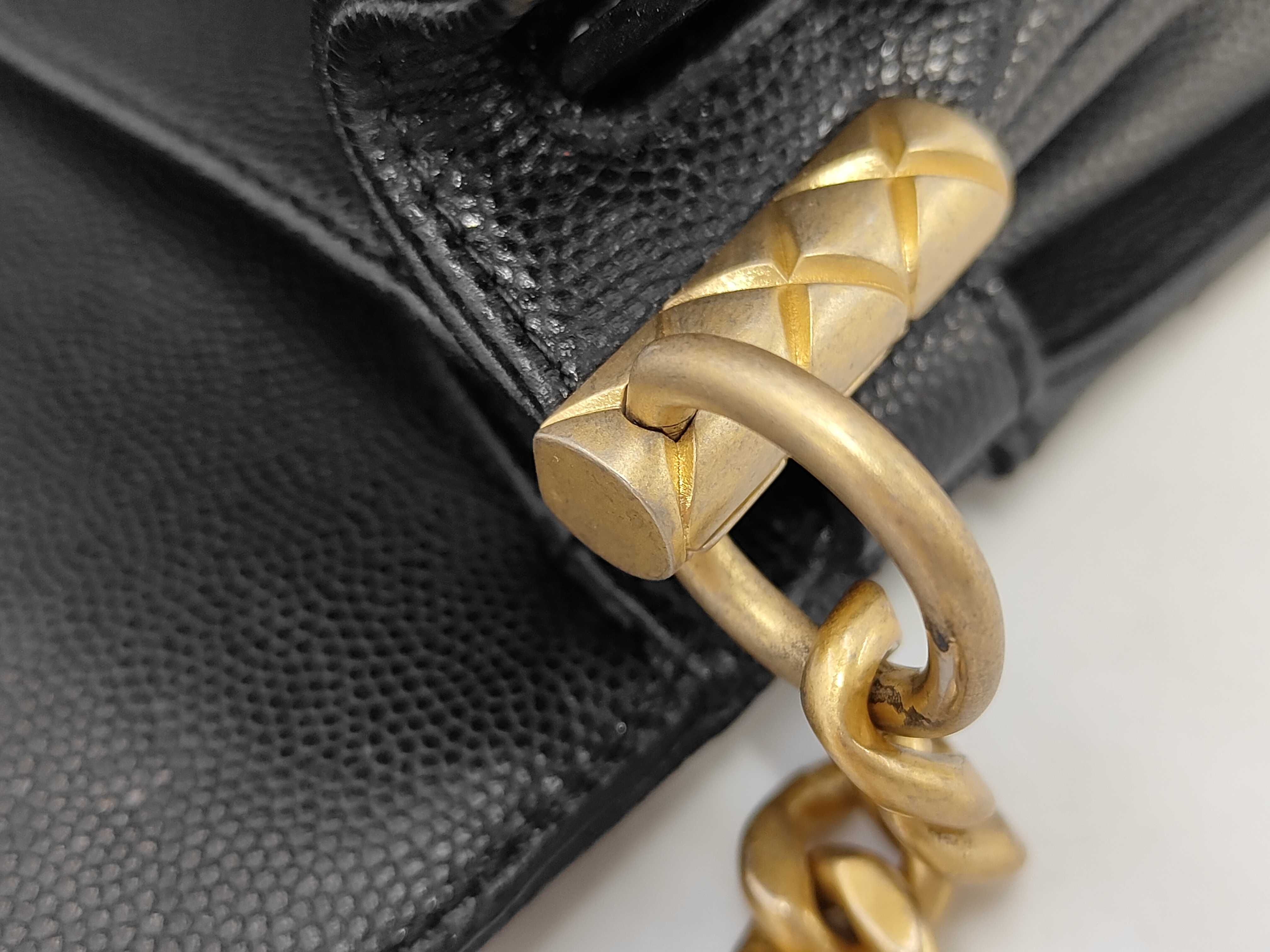 Timeless Black Quilted Caviaskin Gold Hardware Bag — view 7