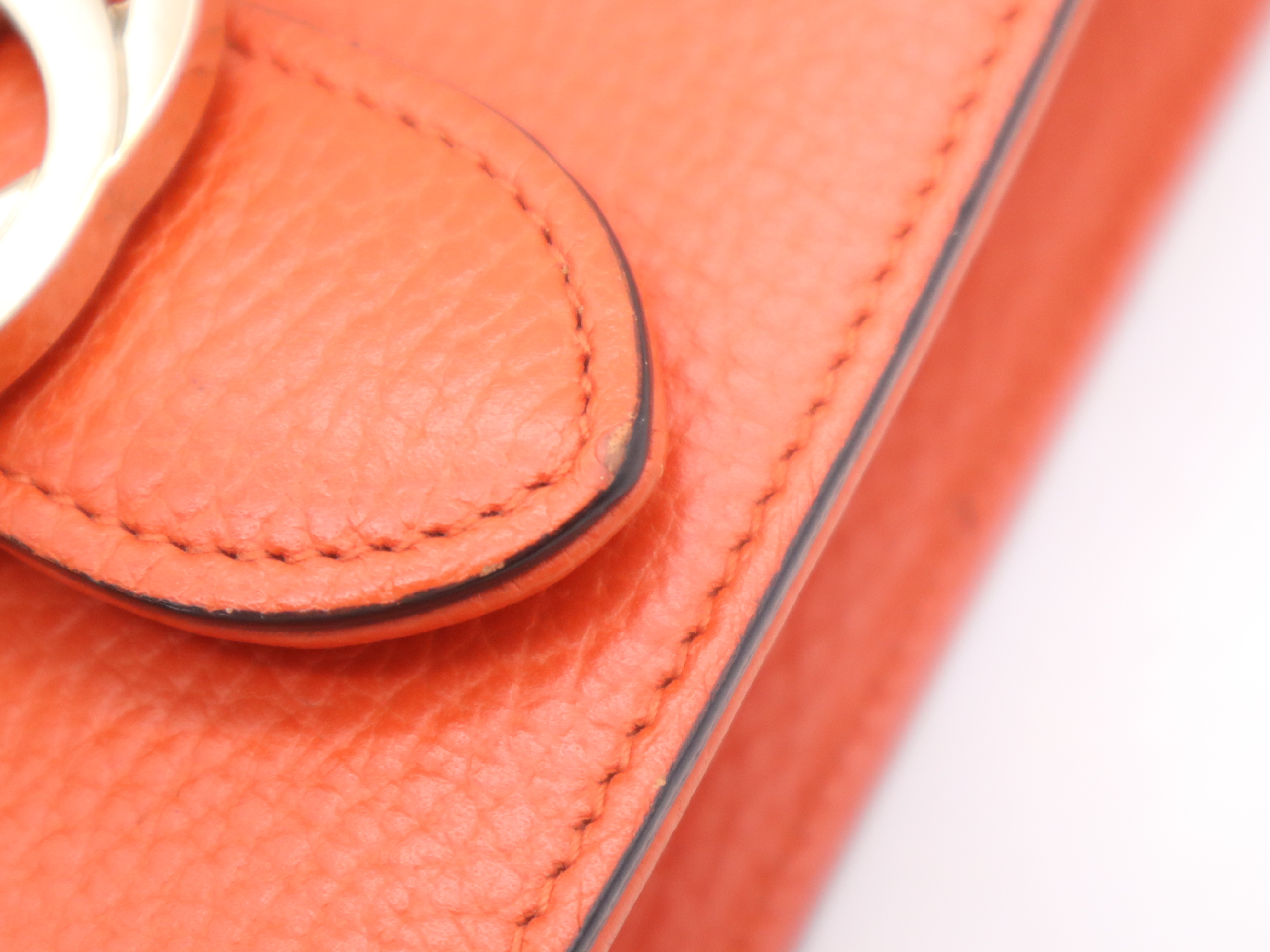 510304 Leather Interlocking Chain Orange Gold Hardware Shoulder Bag — view 11