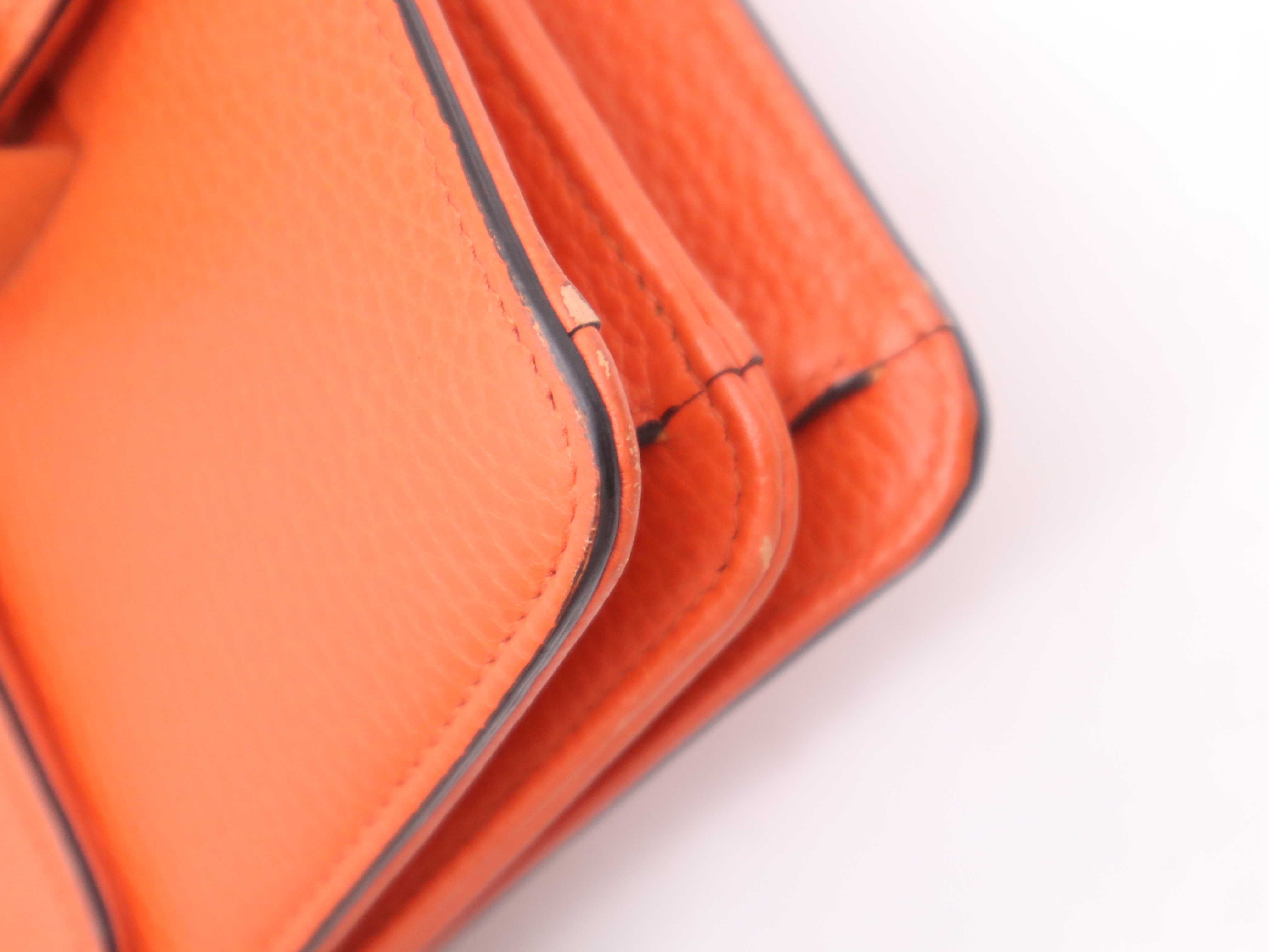 510304 Leather Interlocking Chain Orange Gold Hardware Shoulder Bag — view 12