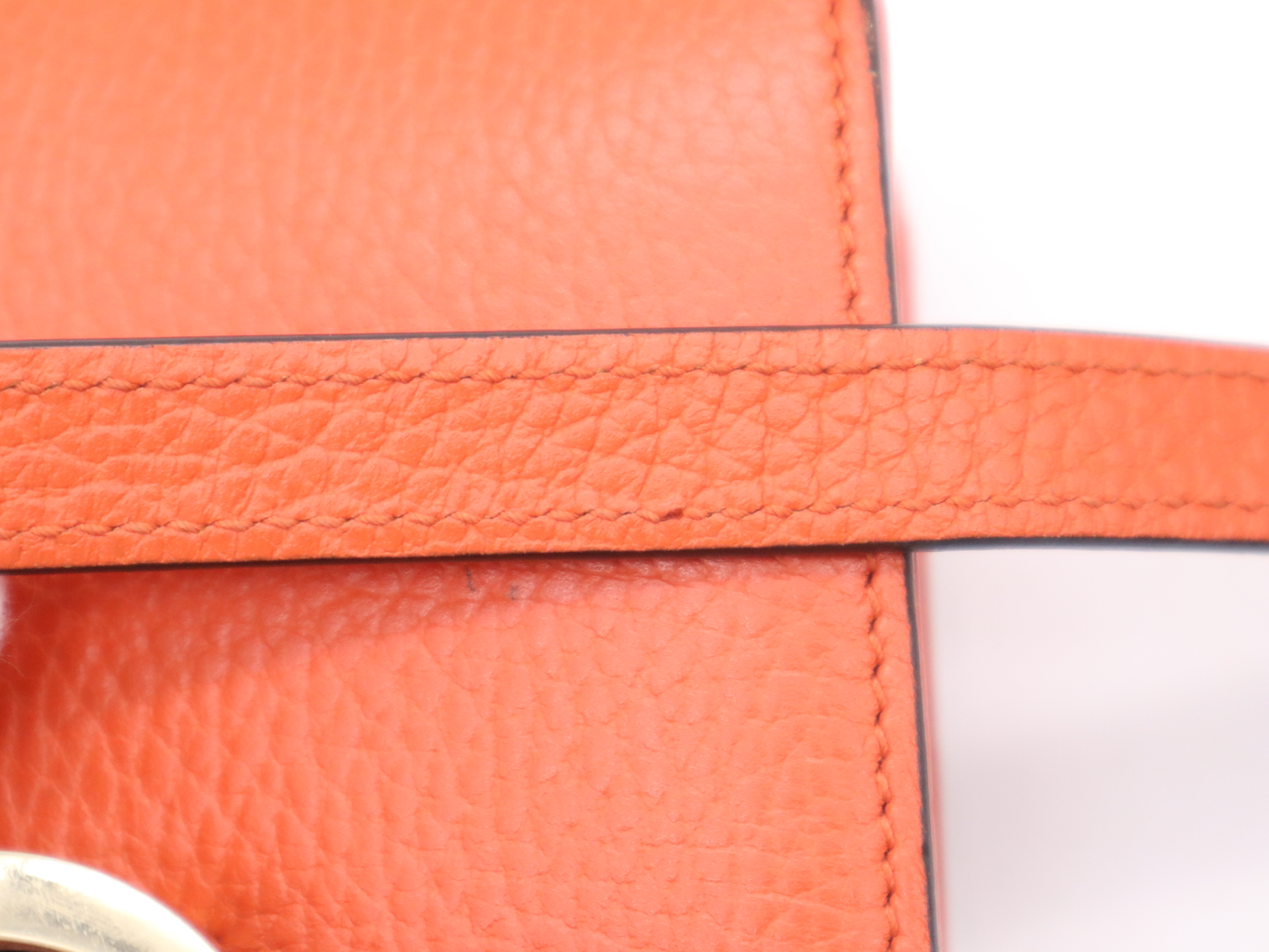 510304 Leather Interlocking Chain Orange Gold Hardware Shoulder Bag — view 9