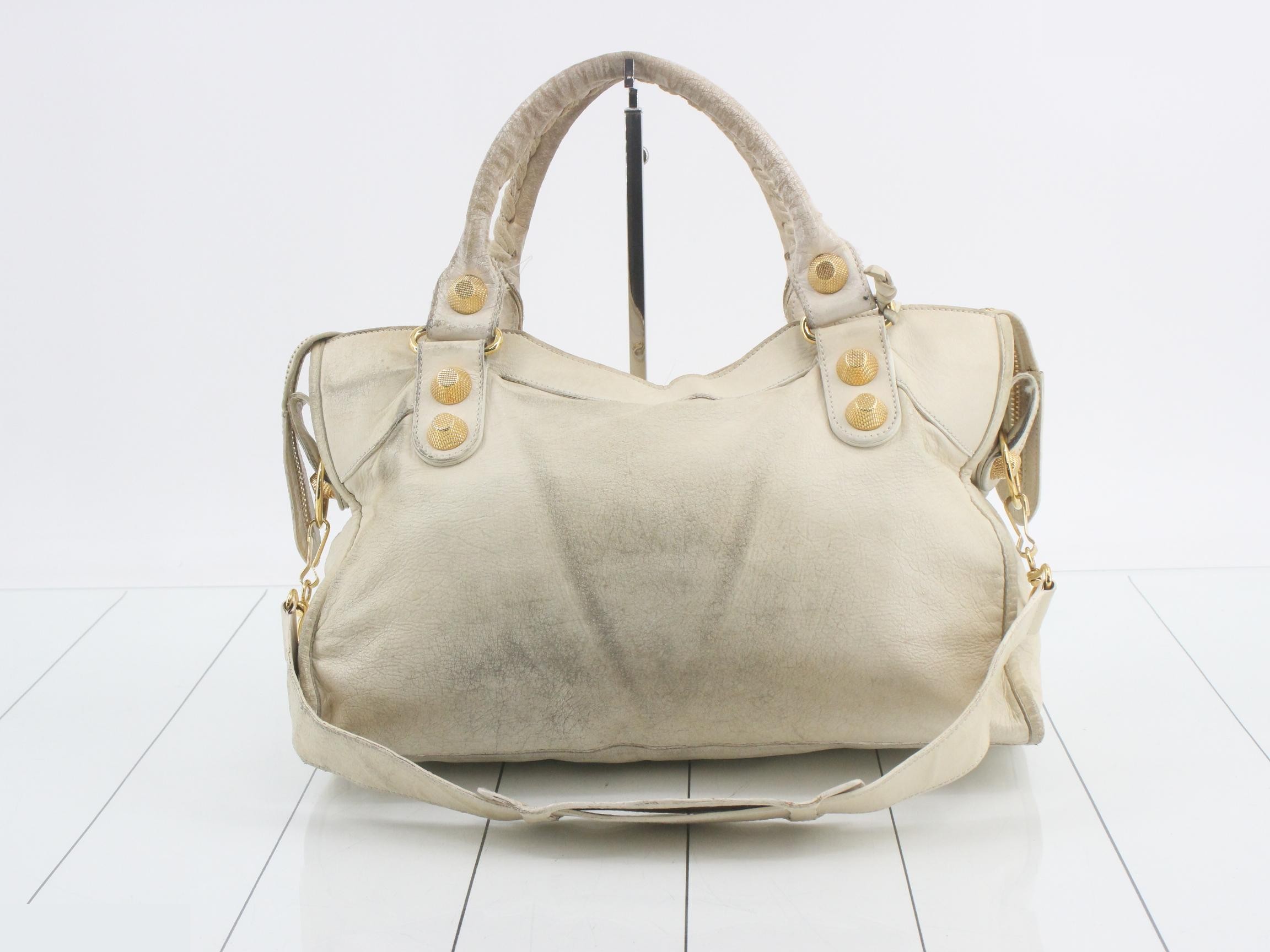 Giant City Tote Bag, Leather, Ivory — view 2