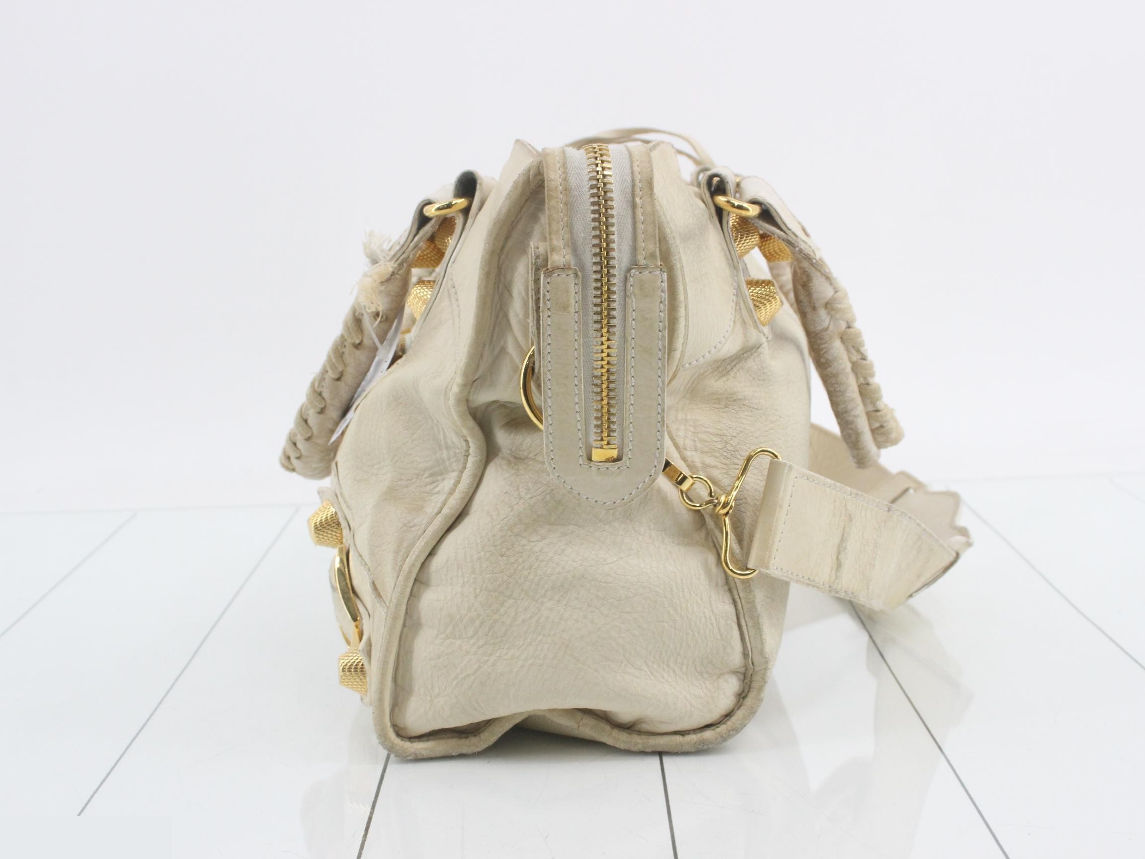 Giant City Tote Bag, Leather, Ivory — view 3