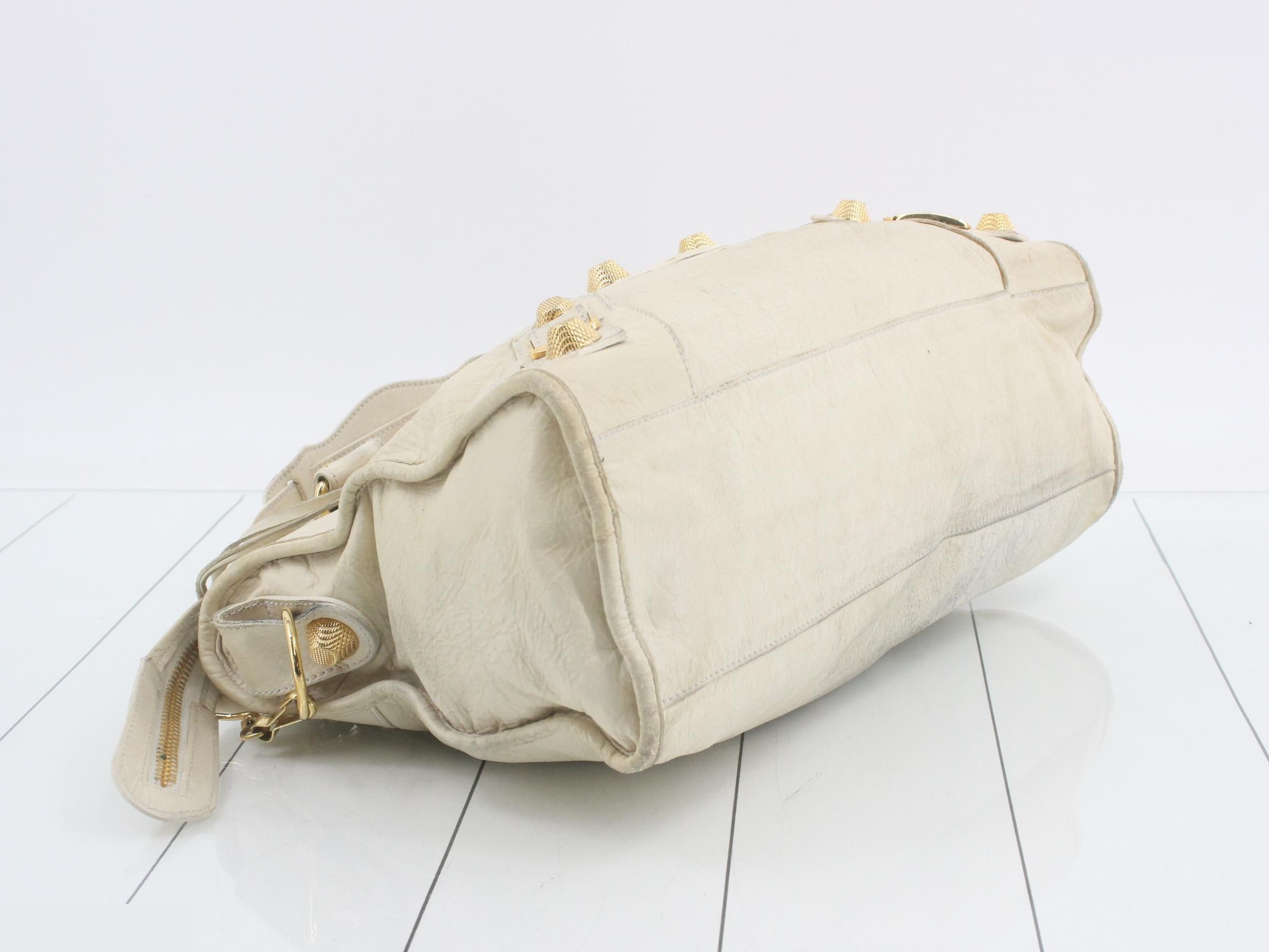 Giant City Tote Bag, Leather, Ivory — view 5