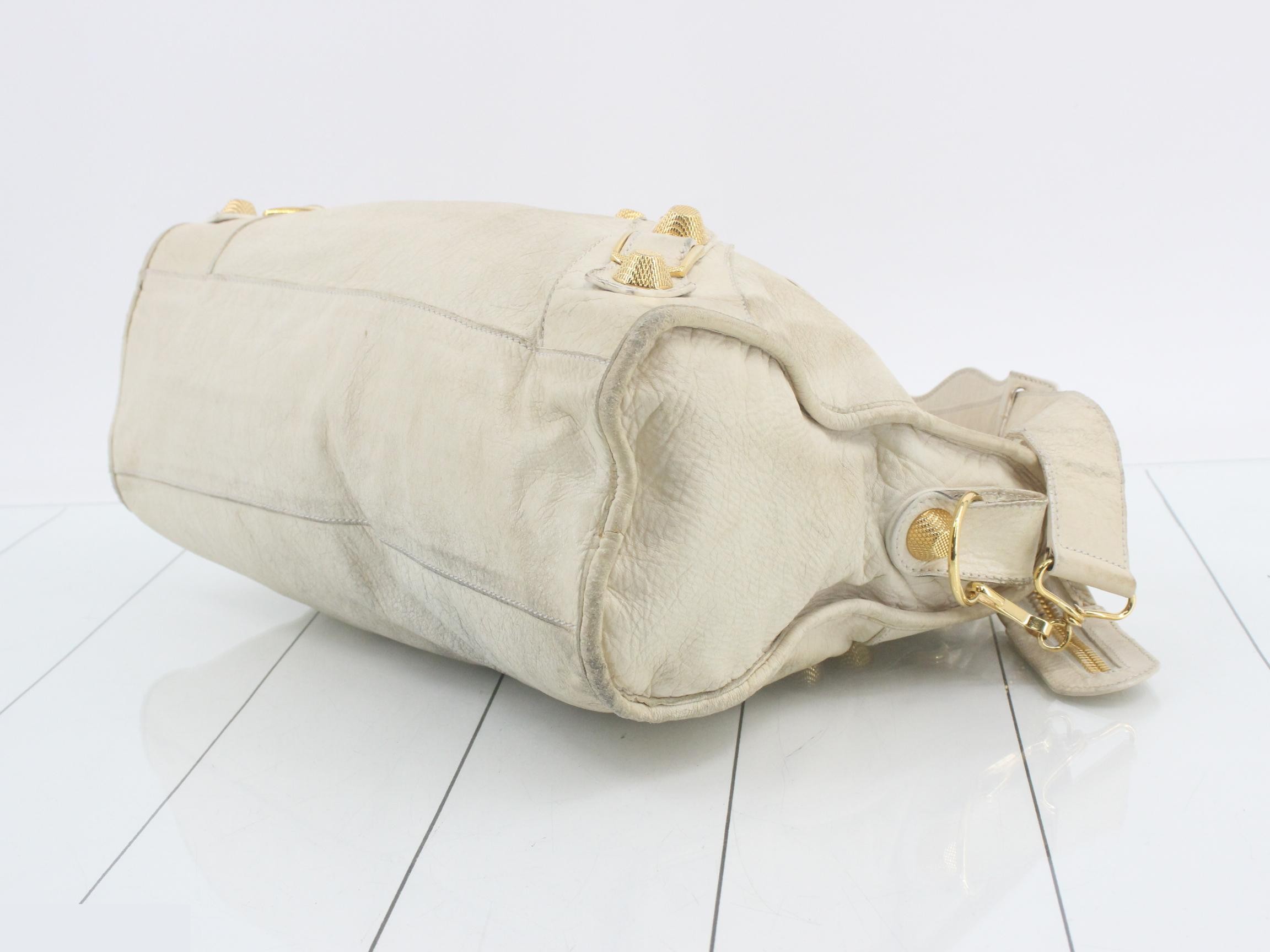 Giant City Tote Bag, Leather, Ivory — view 6