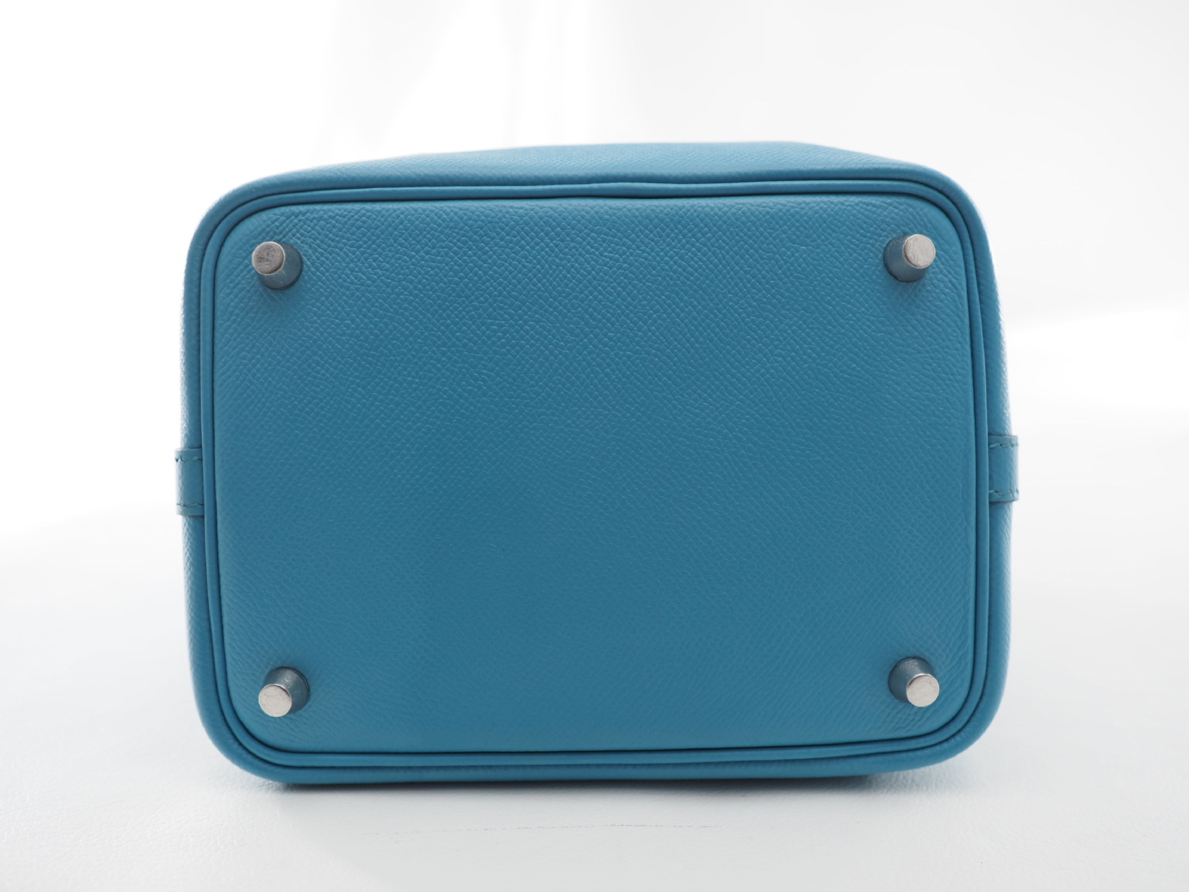 2019 Picotin Lock PM Tressage Epsom Leather Handbag (Blue Nord x Rouge Coeur x Gold) — view 3
