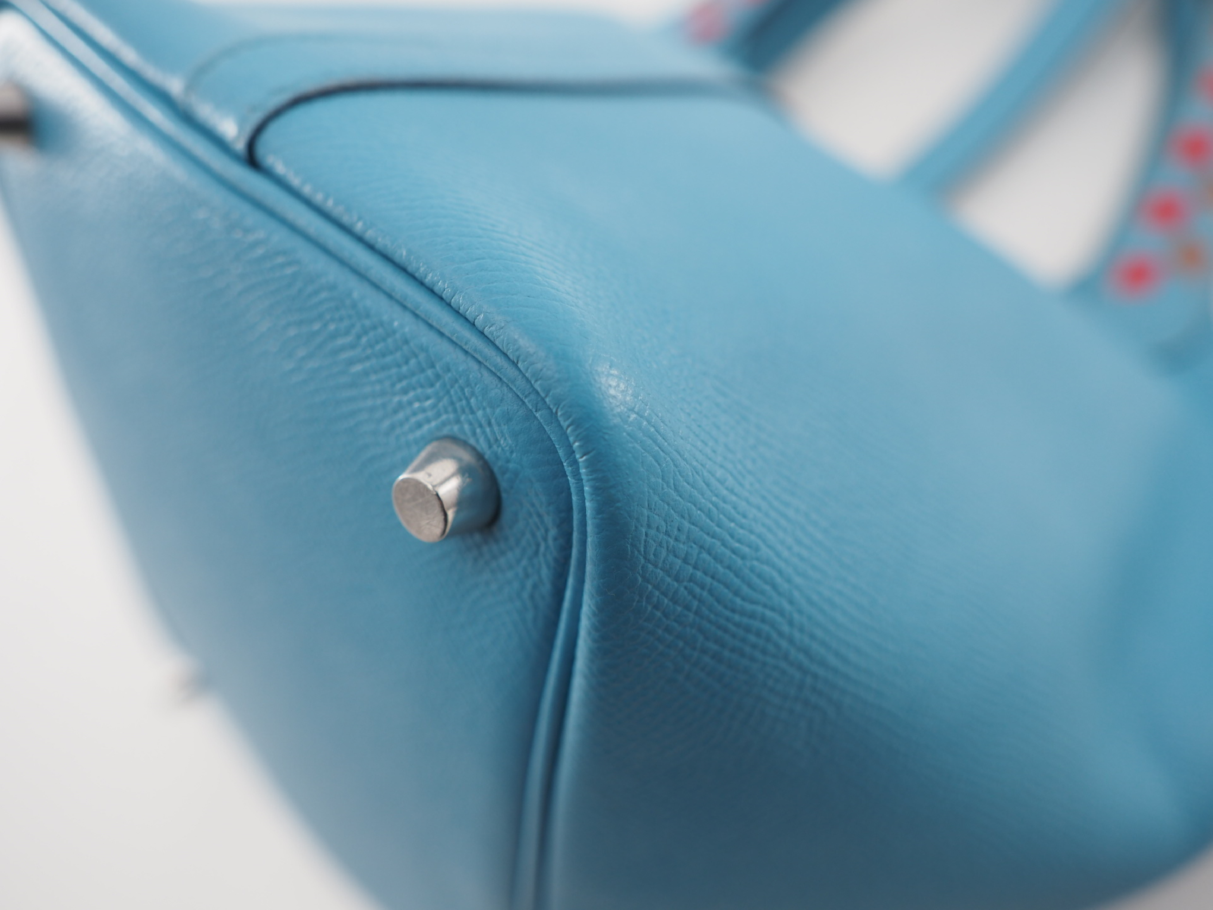 2019 Picotin Lock PM Tressage Epsom Leather Handbag (Blue Nord x Rouge Coeur x Gold) — view 5