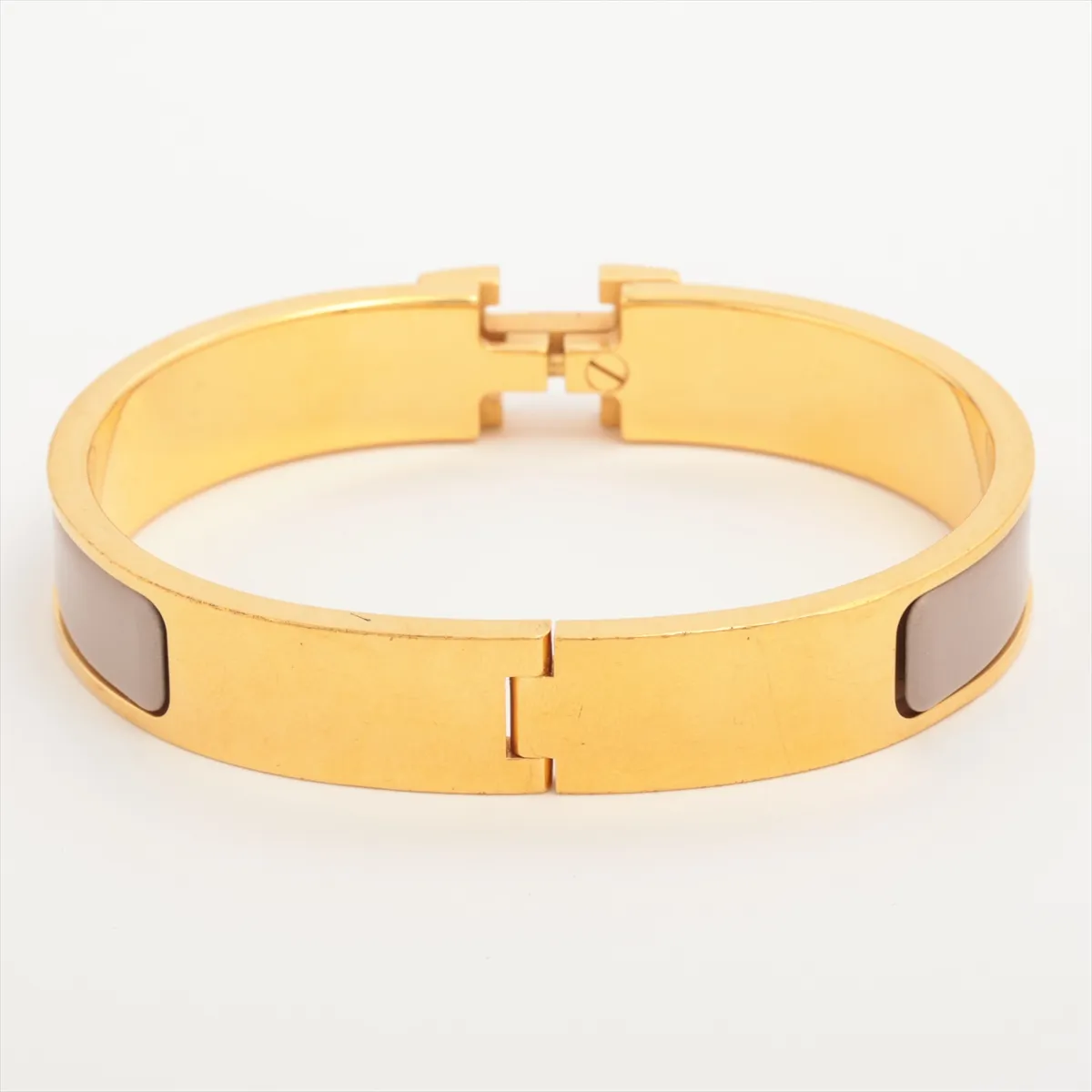 Click Crack H Bangle Bracelet GP x Enamel Greige x Gold Scratches Dullness Dirt Discoloration — view 2