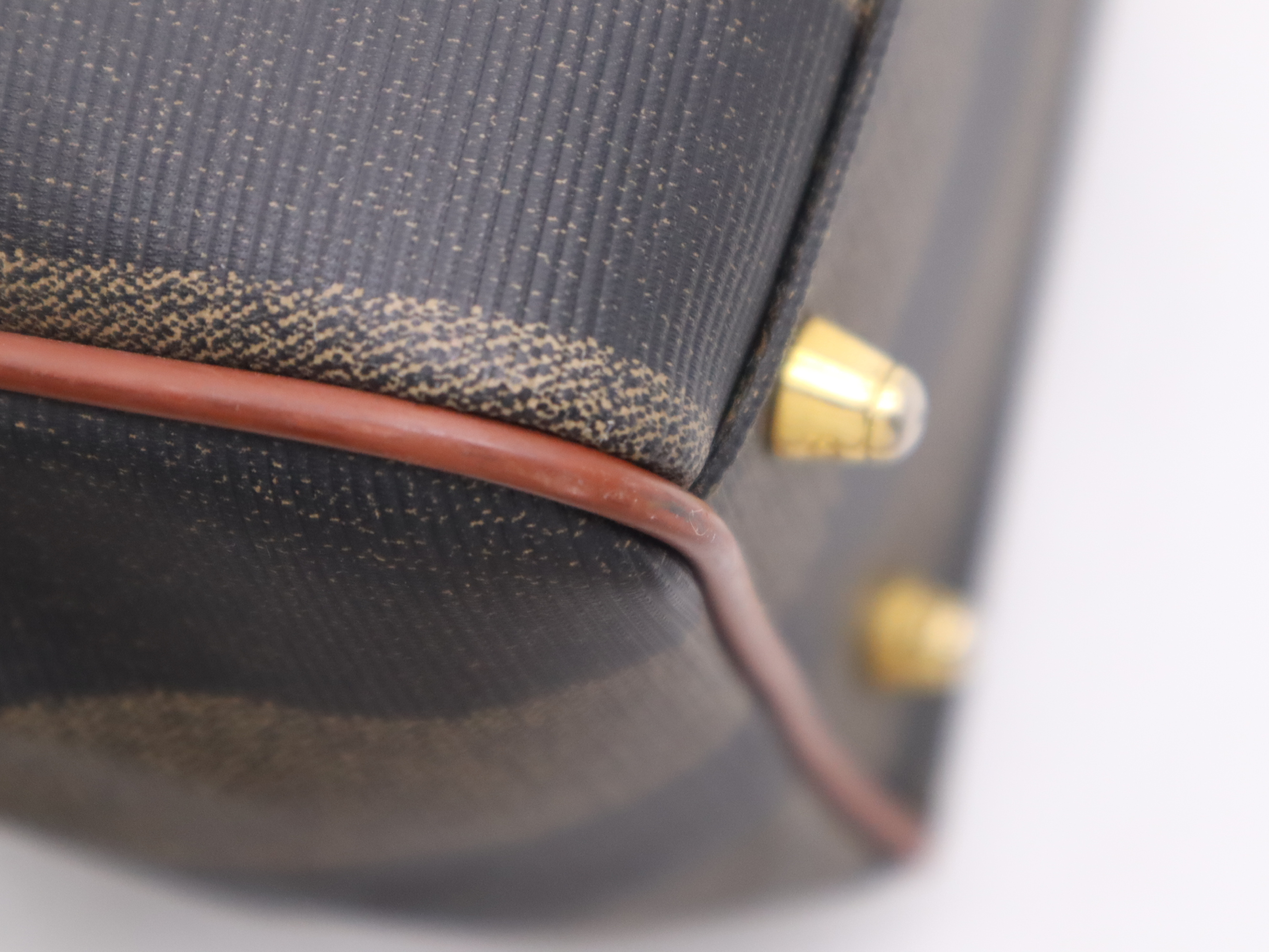 PVC Mini Boston Bag, Brown, Gold Hardware, Boston Bag — view 12