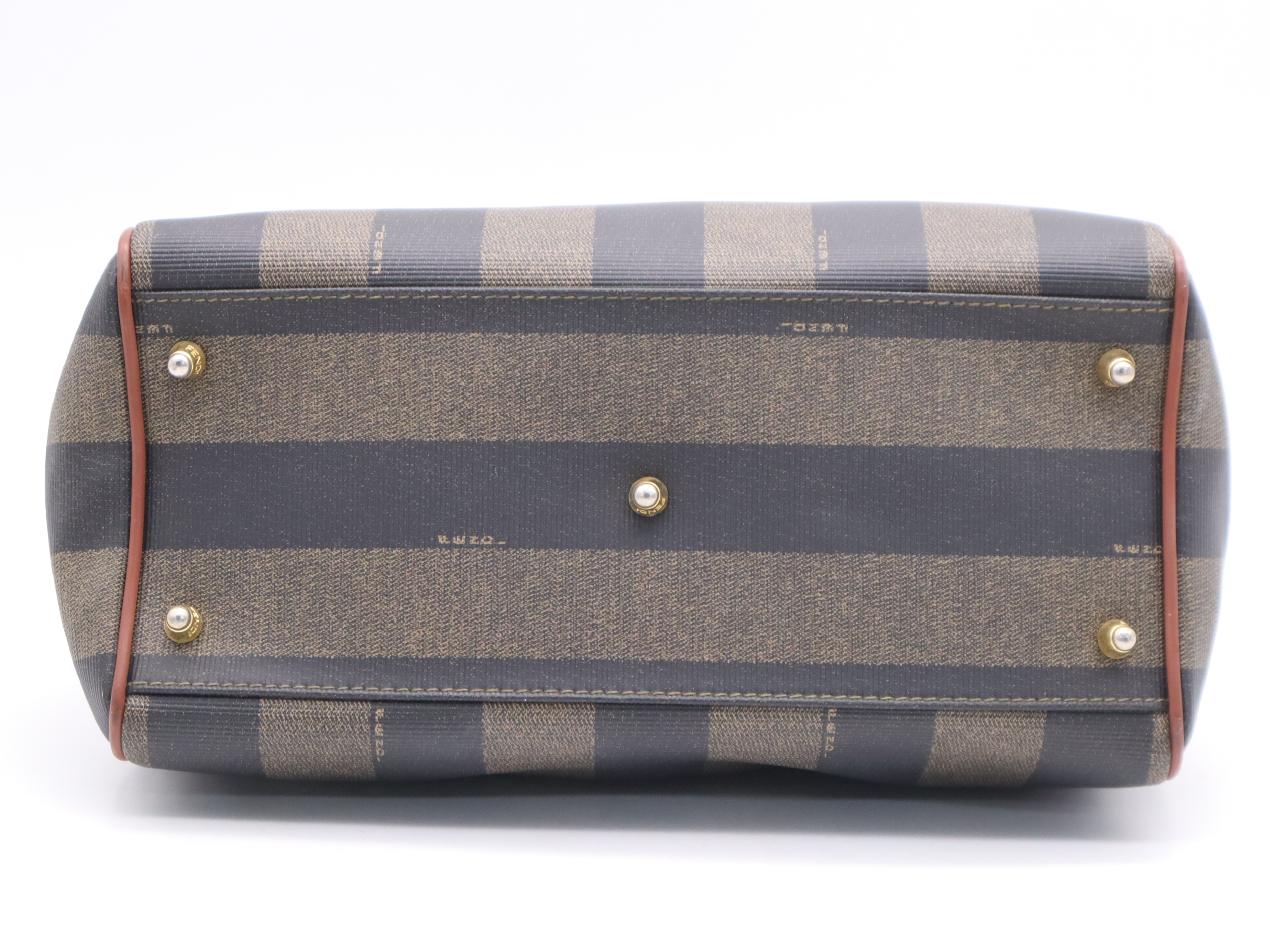 PVC Mini Boston Bag, Brown, Gold Hardware, Boston Bag — view 4