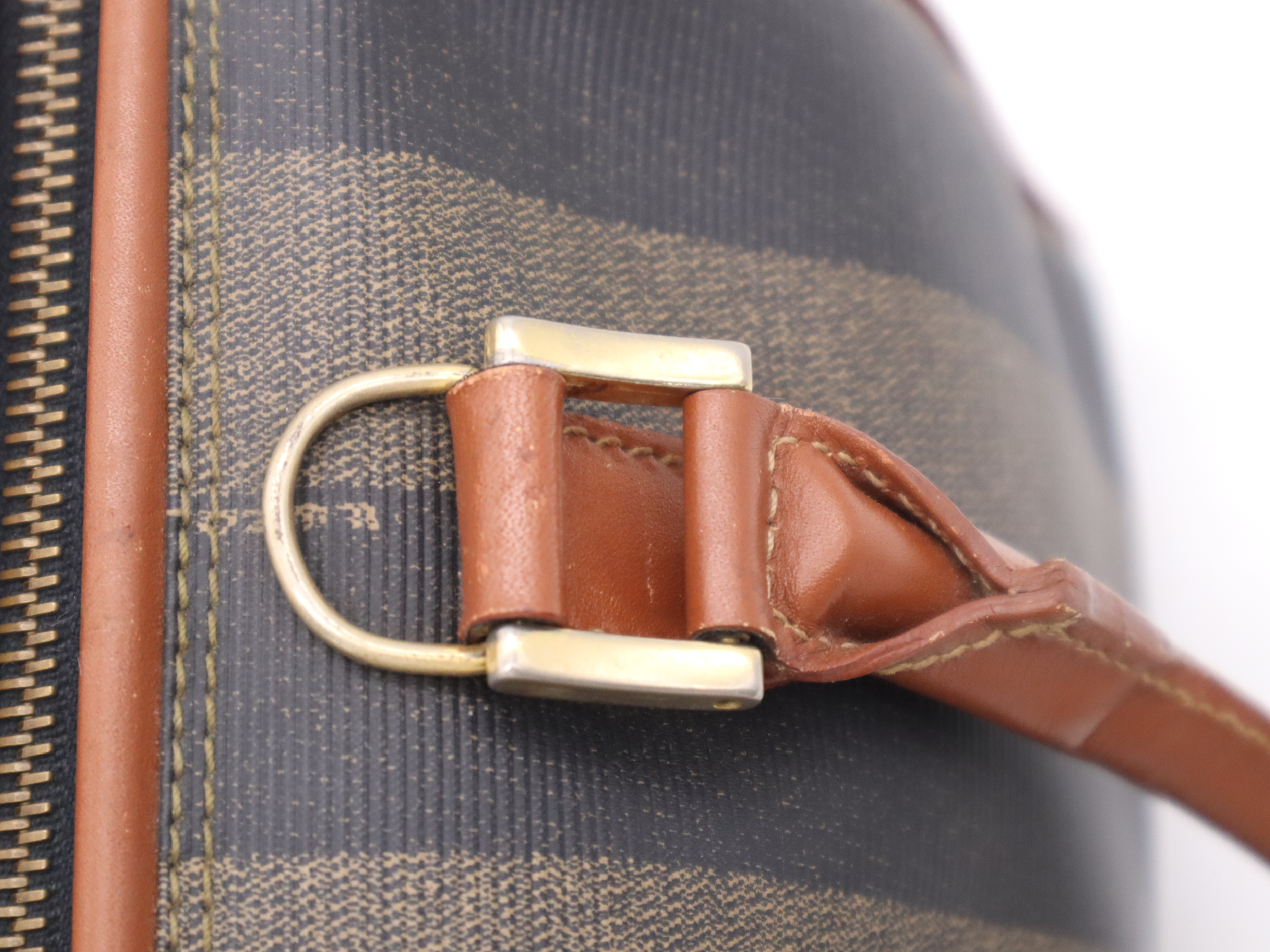 PVC Mini Boston Bag, Brown, Gold Hardware, Boston Bag — view 9