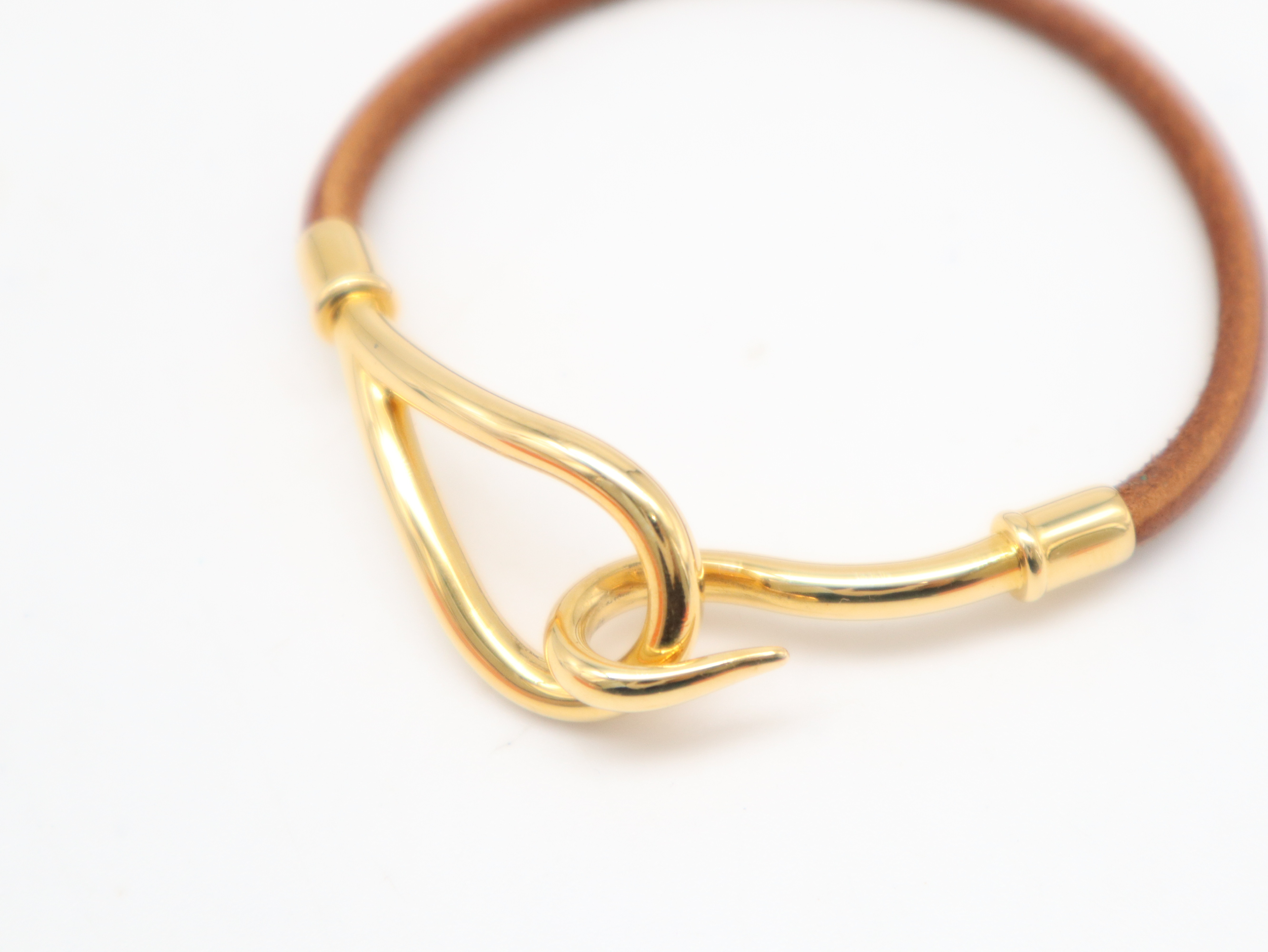 Jumbo Bracelet, Leather, Brown, Gold Hardware, with Box, Bracelet/Bangle — view 2