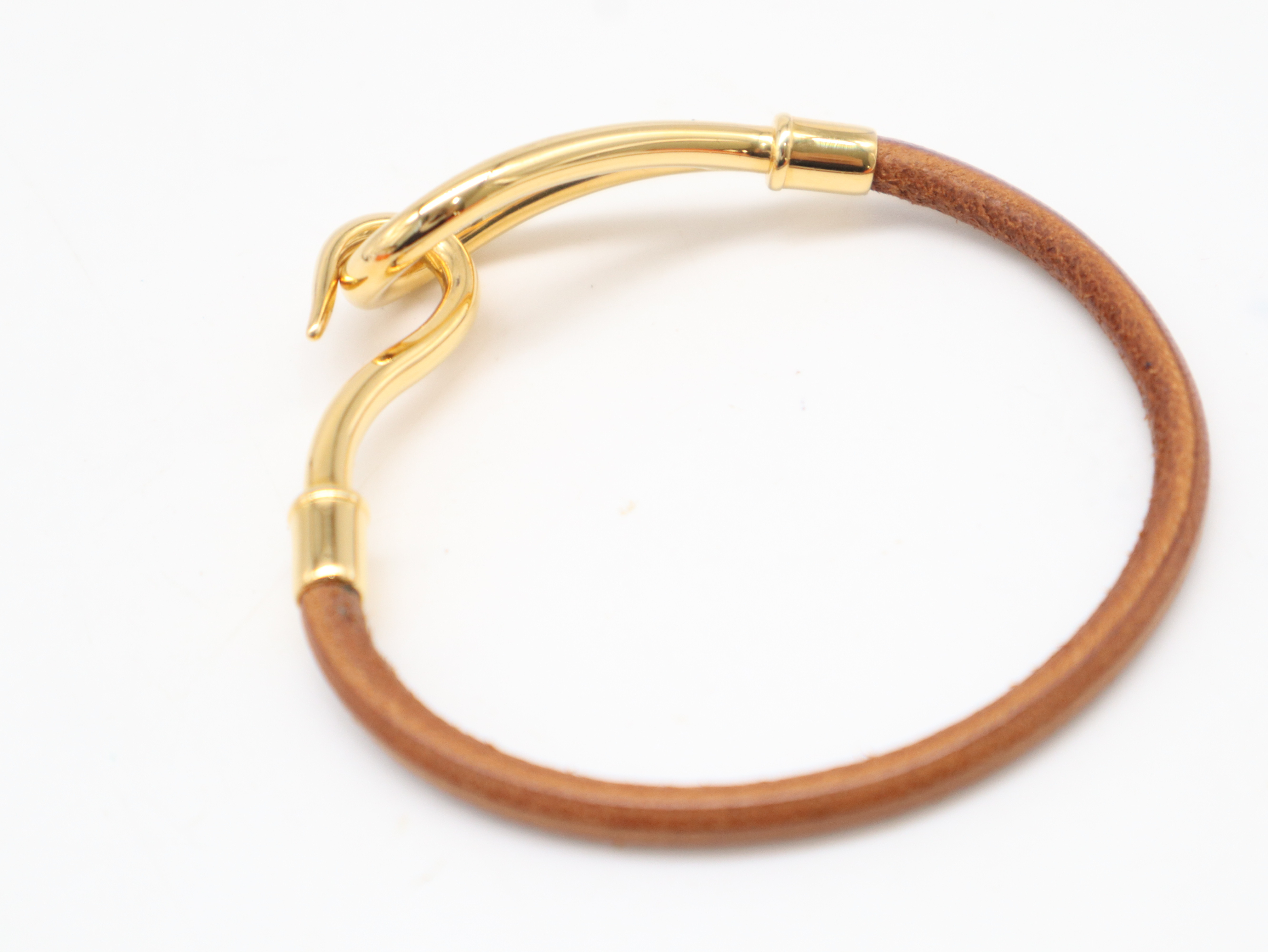 Jumbo Bracelet, Leather, Brown, Gold Hardware, with Box, Bracelet/Bangle — view 3