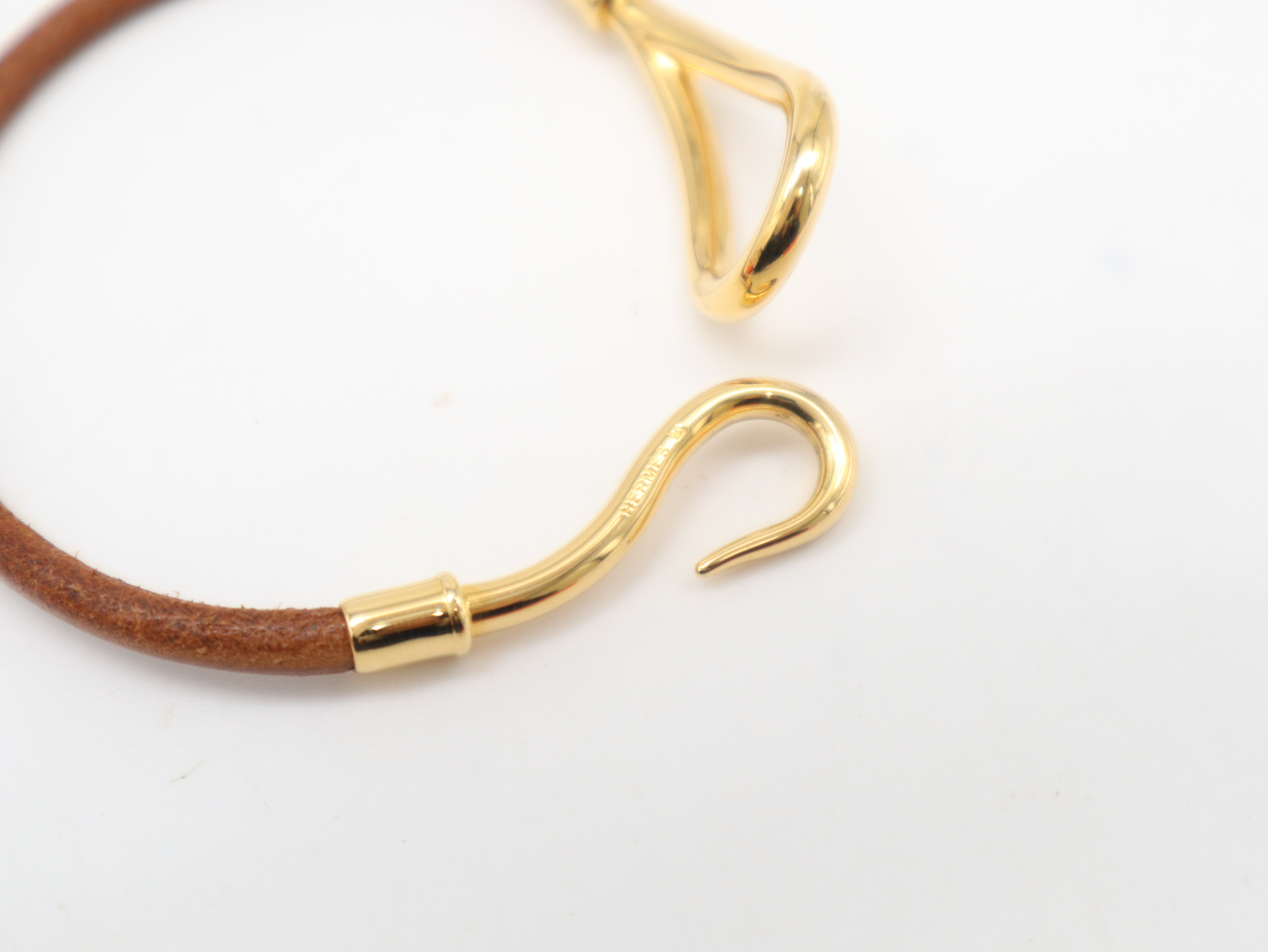 Jumbo Bracelet, Leather, Brown, Gold Hardware, with Box, Bracelet/Bangle — view 4