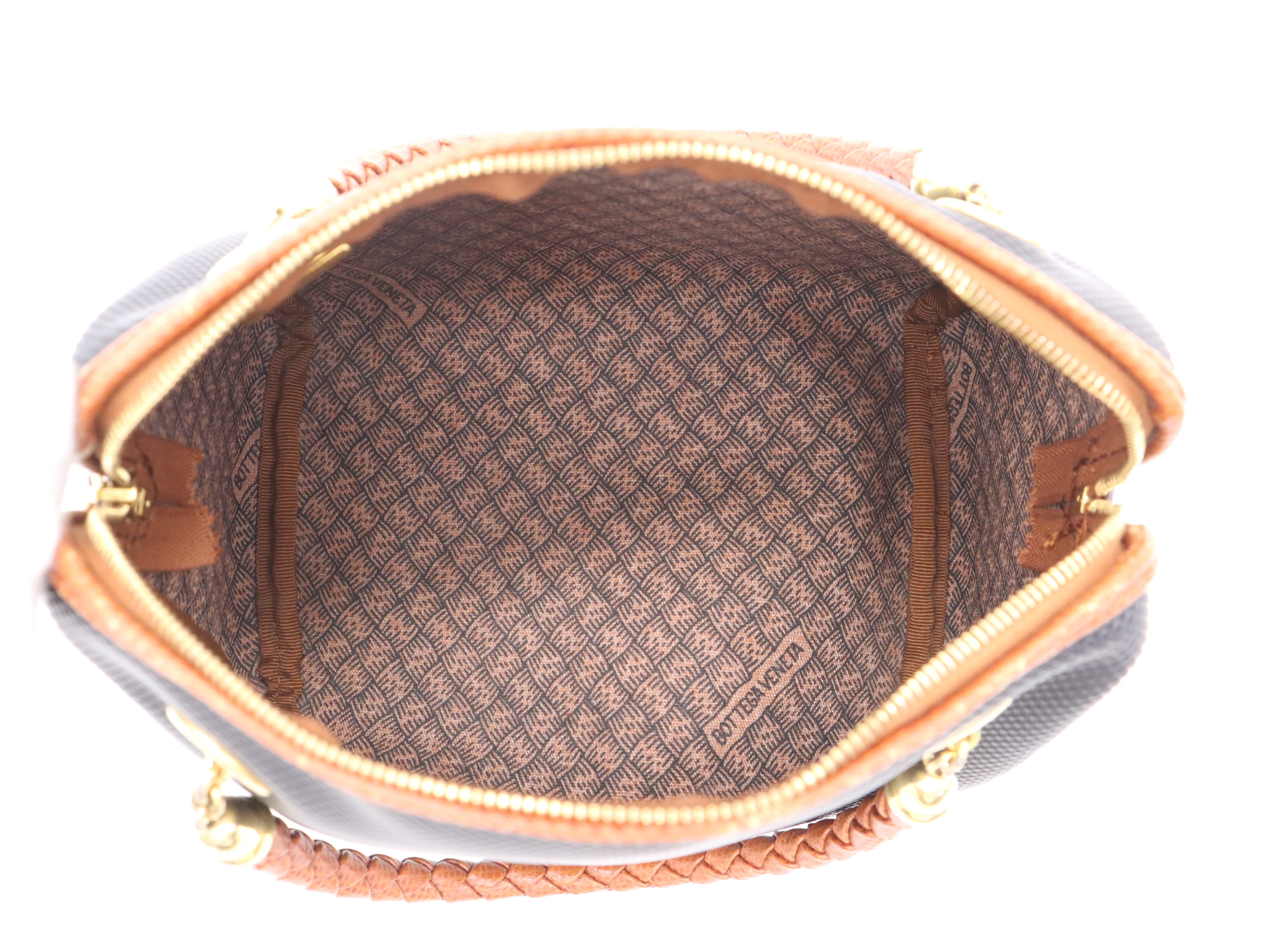 PVC Mini Handbag, Black/Brown with Gold Hardware — view 12