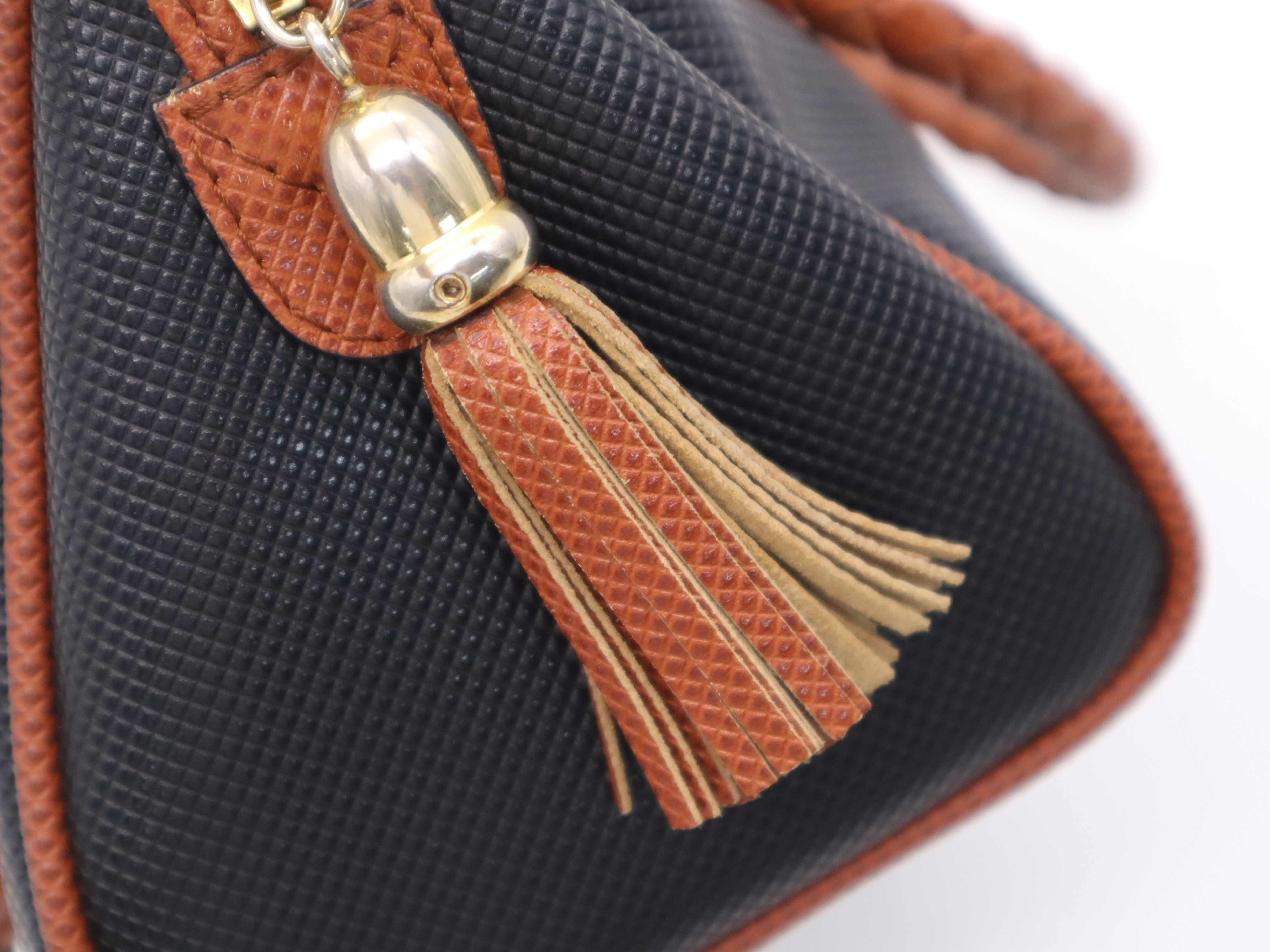PVC Mini Handbag, Black/Brown with Gold Hardware — view 13
