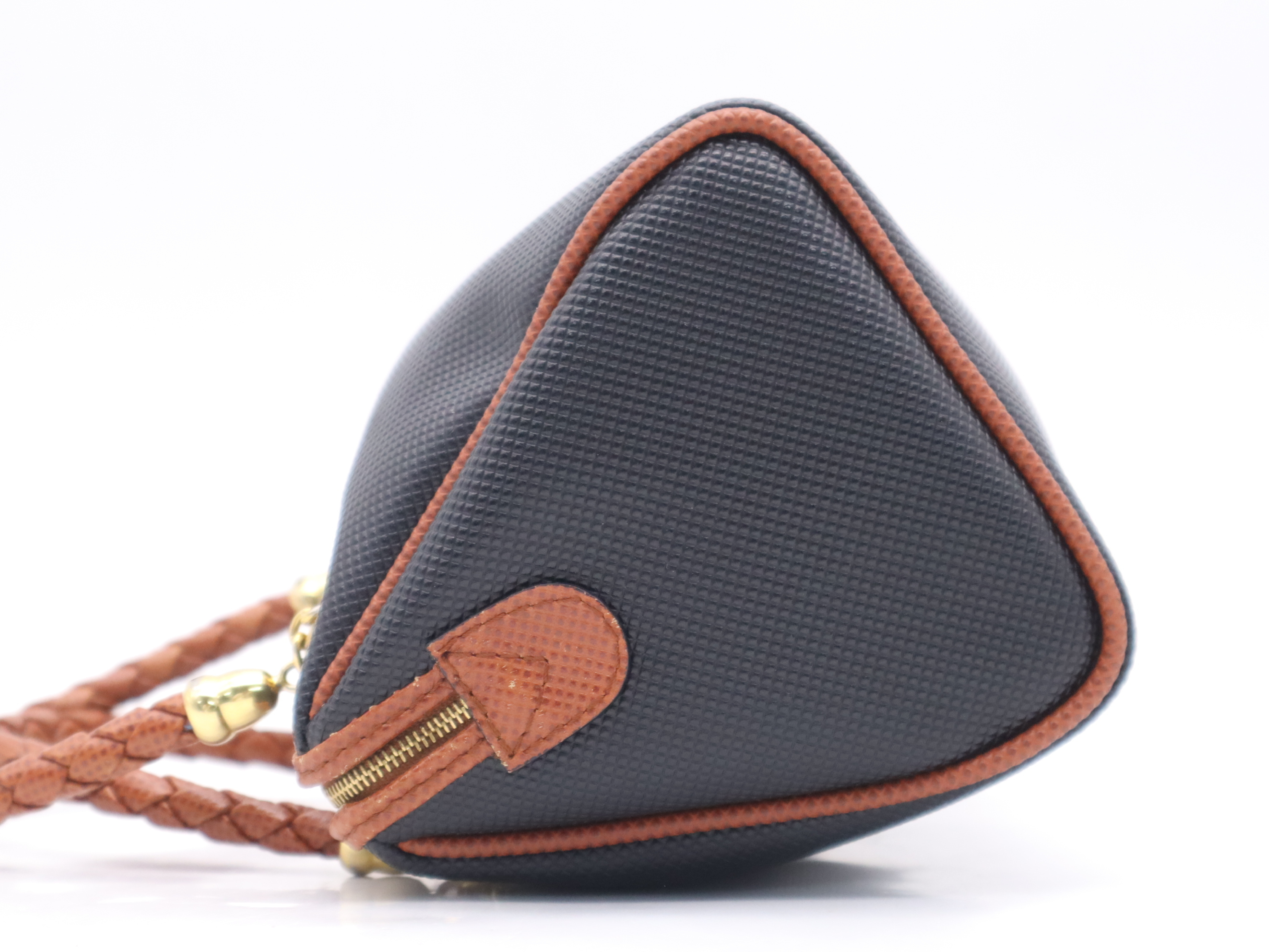 PVC Mini Handbag, Black/Brown with Gold Hardware — view 3