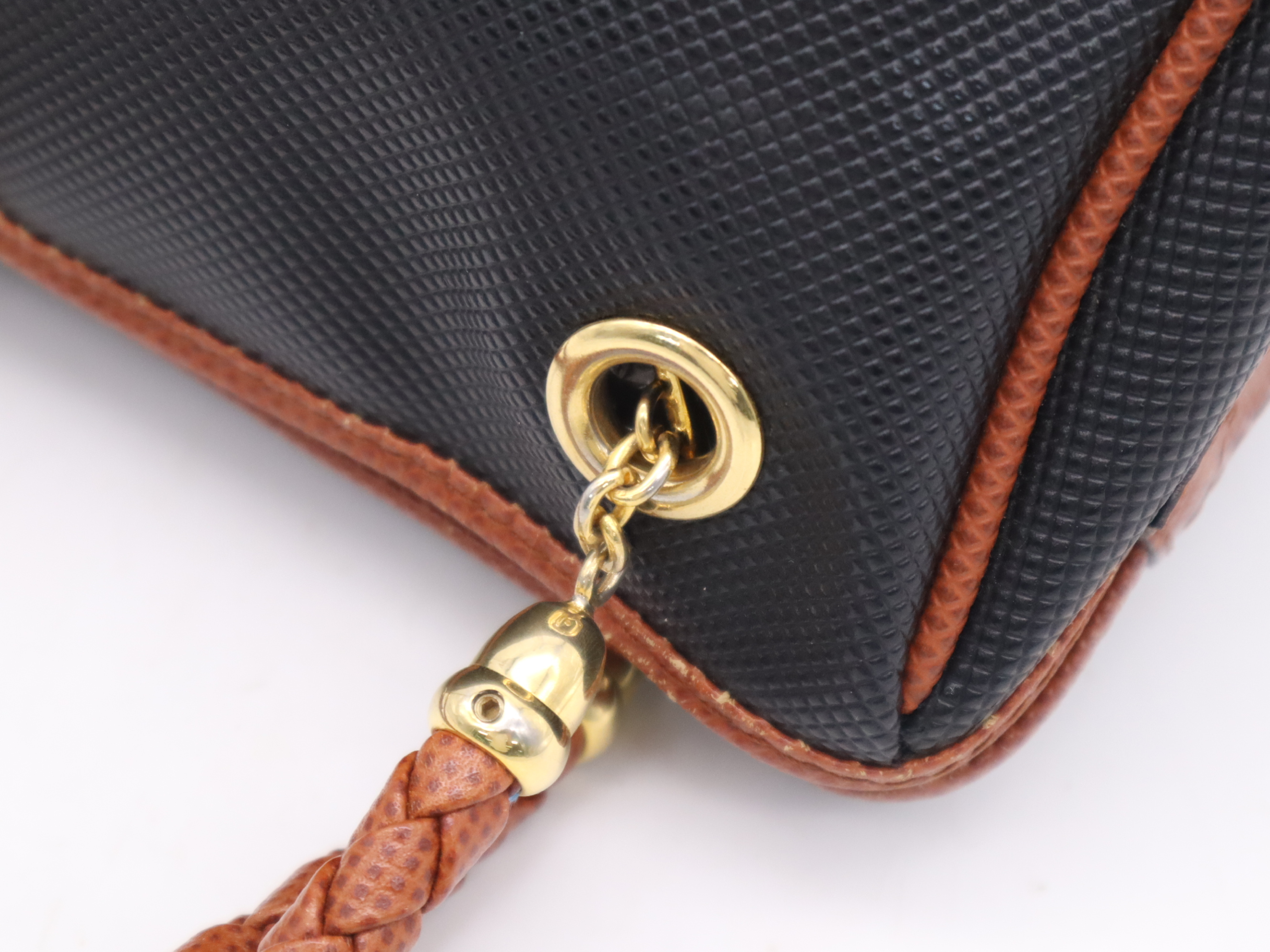 PVC Mini Handbag, Black/Brown with Gold Hardware — view 8