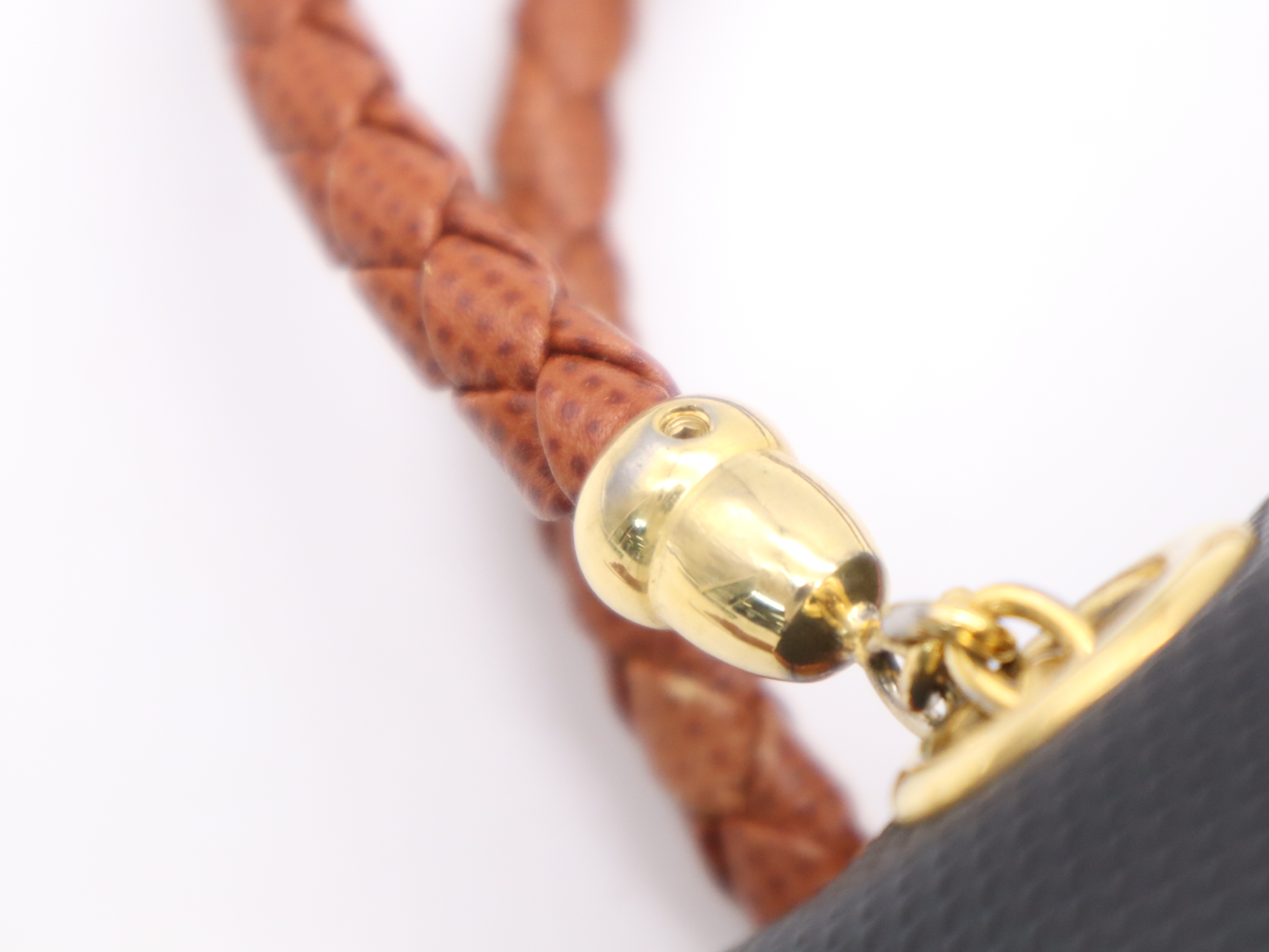 PVC Mini Handbag, Black/Brown with Gold Hardware — view 10