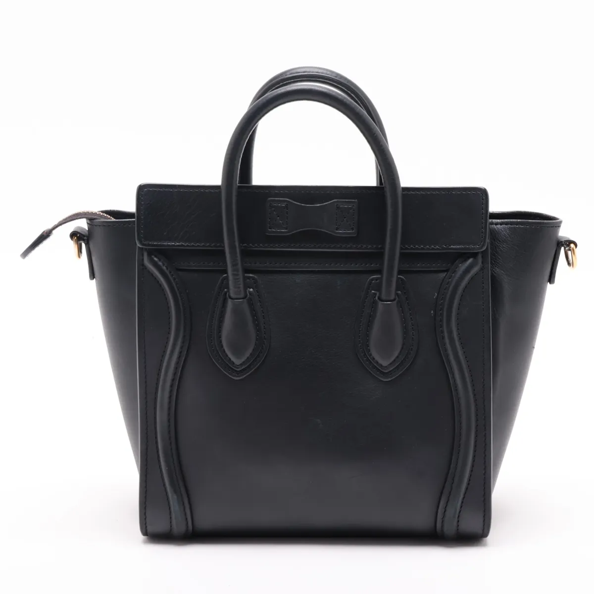 Luggage Nano Shopper Leather 2-Way Handbag, Black — view 2