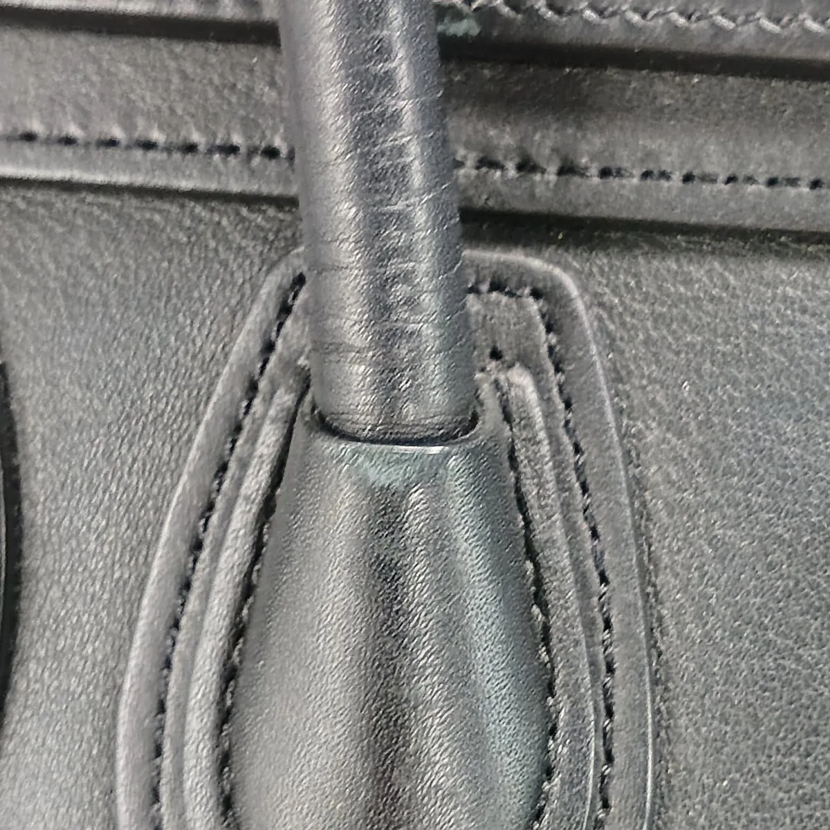 Luggage Nano Shopper Leather 2-Way Handbag, Black — view 14