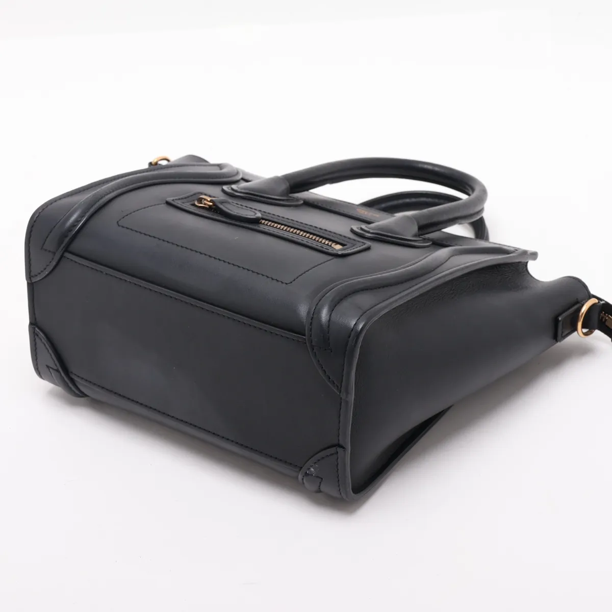 Luggage Nano Shopper Leather 2-Way Handbag, Black — view 3