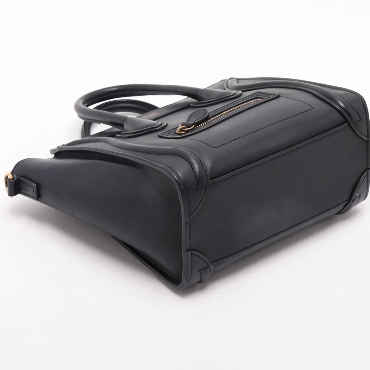Luggage Nano Shopper Leather 2-Way Handbag, Black — view 4