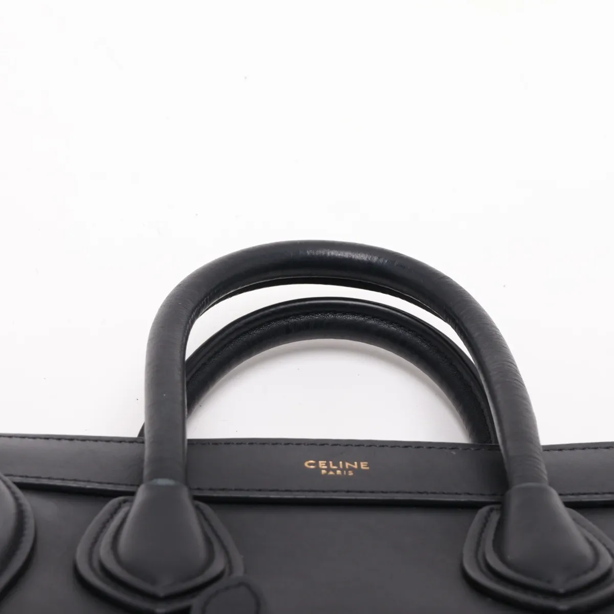 Luggage Nano Shopper Leather 2-Way Handbag, Black — view 6