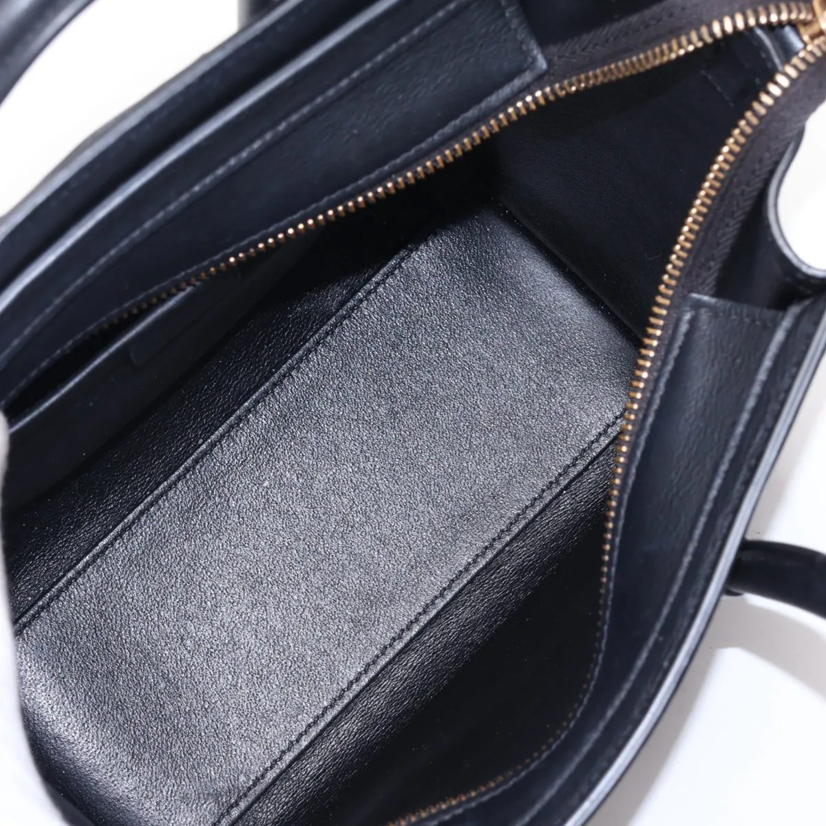 Luggage Nano Shopper Leather 2-Way Handbag, Black — view 8