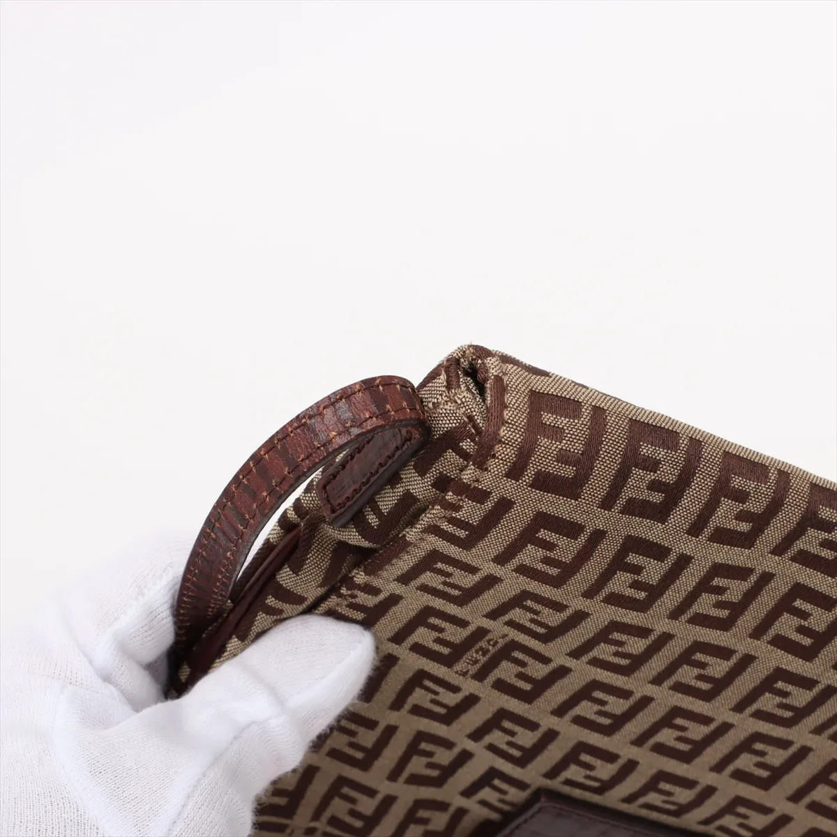 Zucchino Canvas x Leather Shoulder Bag Brown 8BT075 — view 12