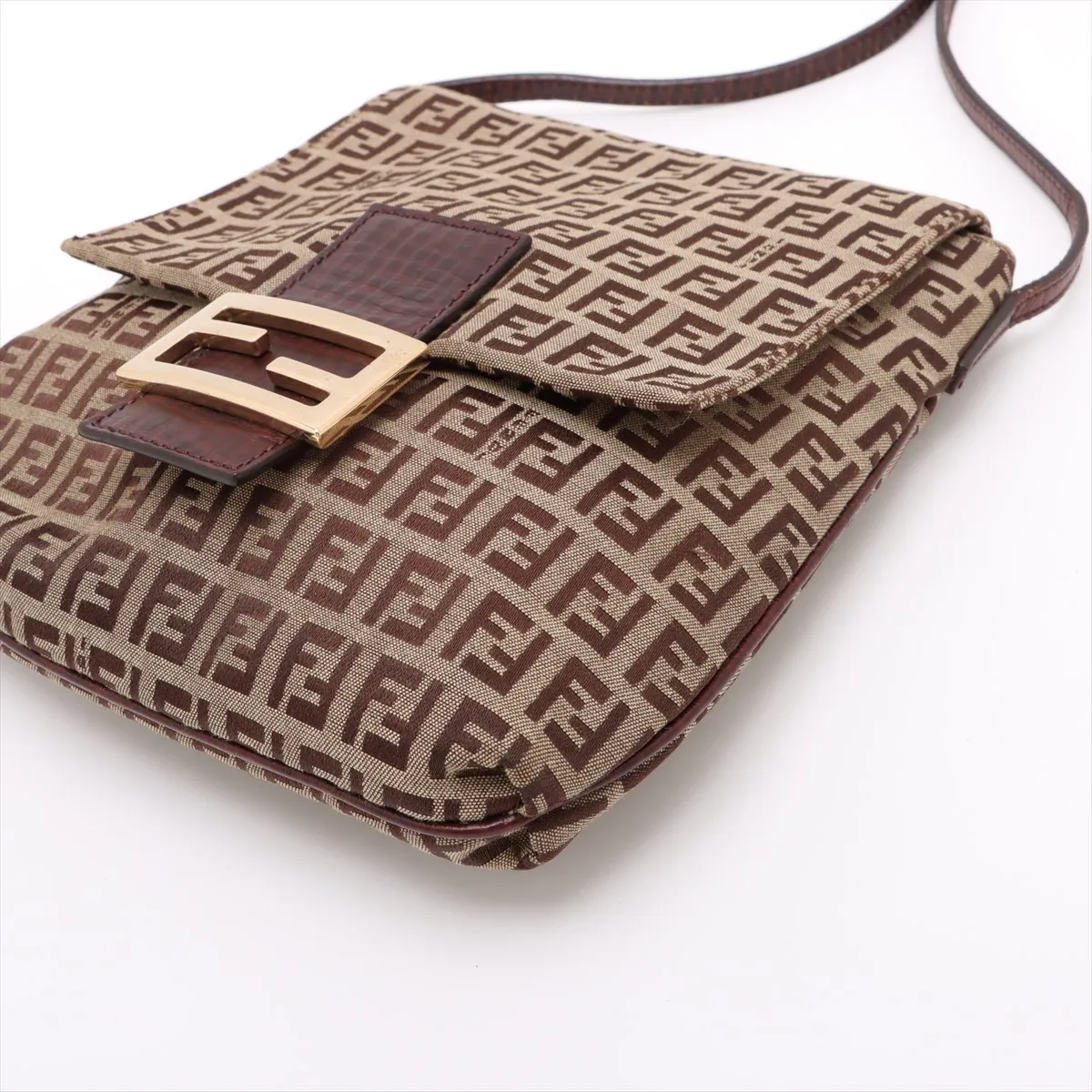 Zucchino Canvas x Leather Shoulder Bag Brown 8BT075 — view 3