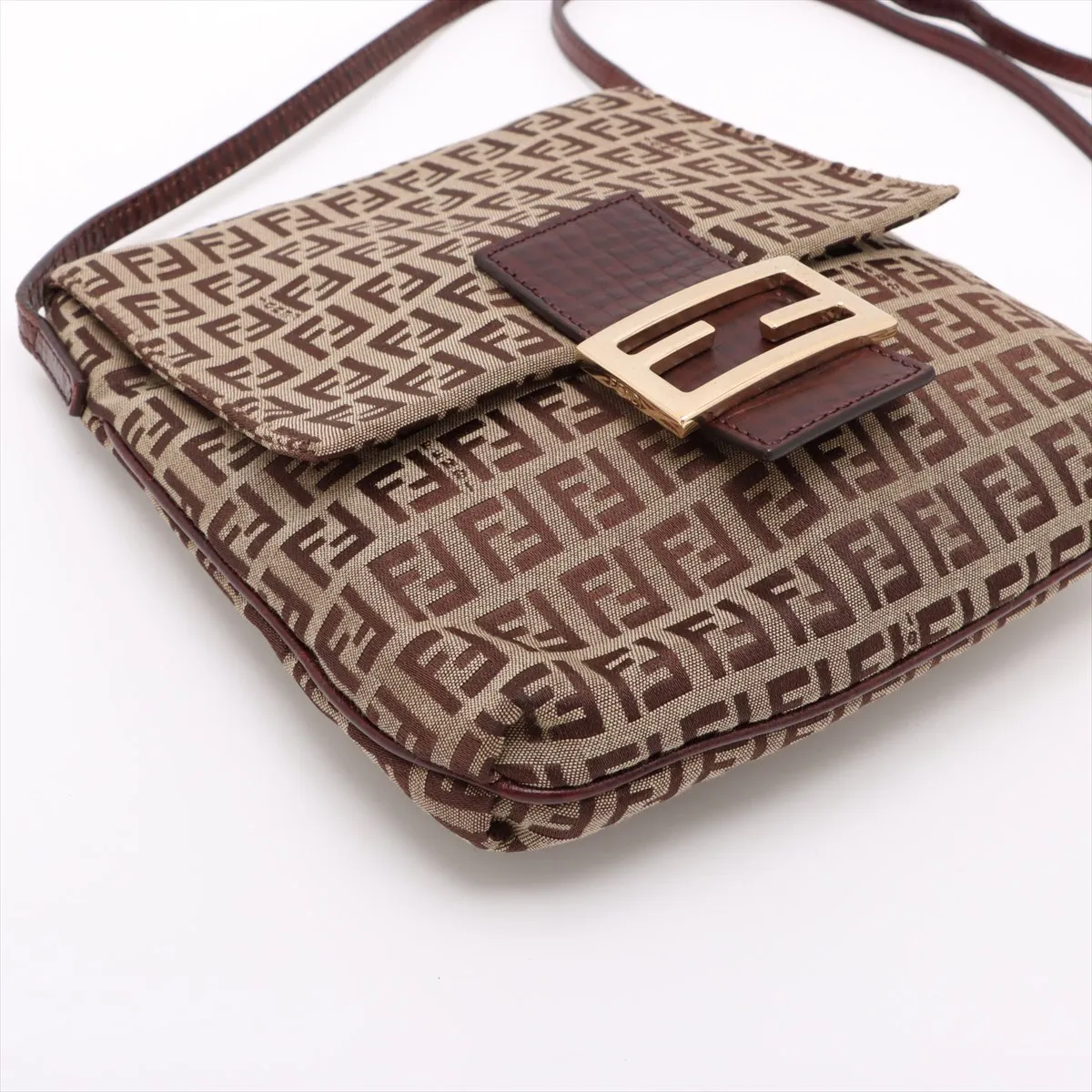 Zucchino Canvas x Leather Shoulder Bag Brown 8BT075 — view 4
