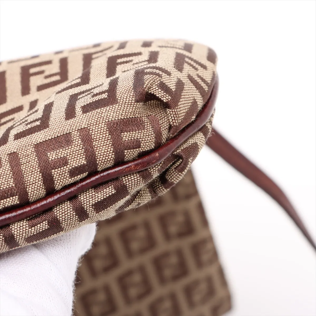 Zucchino Canvas x Leather Shoulder Bag Brown 8BT075 — view 9