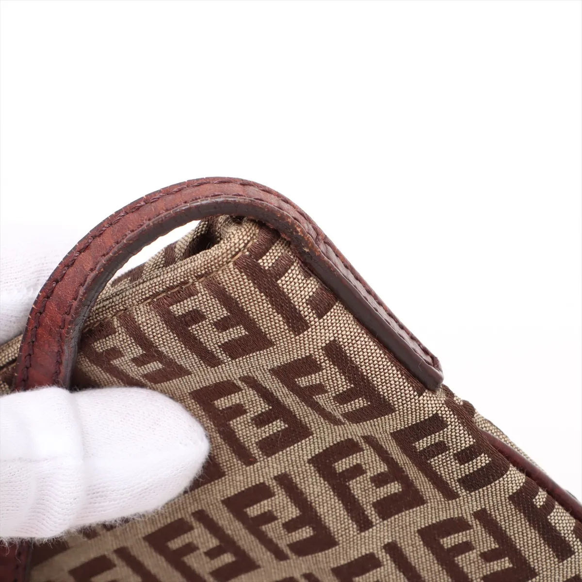 Zucchino Canvas x Leather Shoulder Bag Brown 8BT075 — view 10