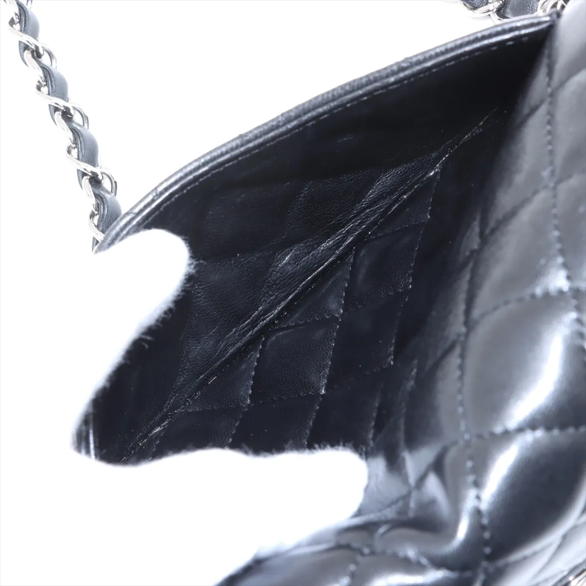 Matelasse Lambskin Single Flap Single Chain Bag Black Silver Hardware 12402235 12th Series — view 10