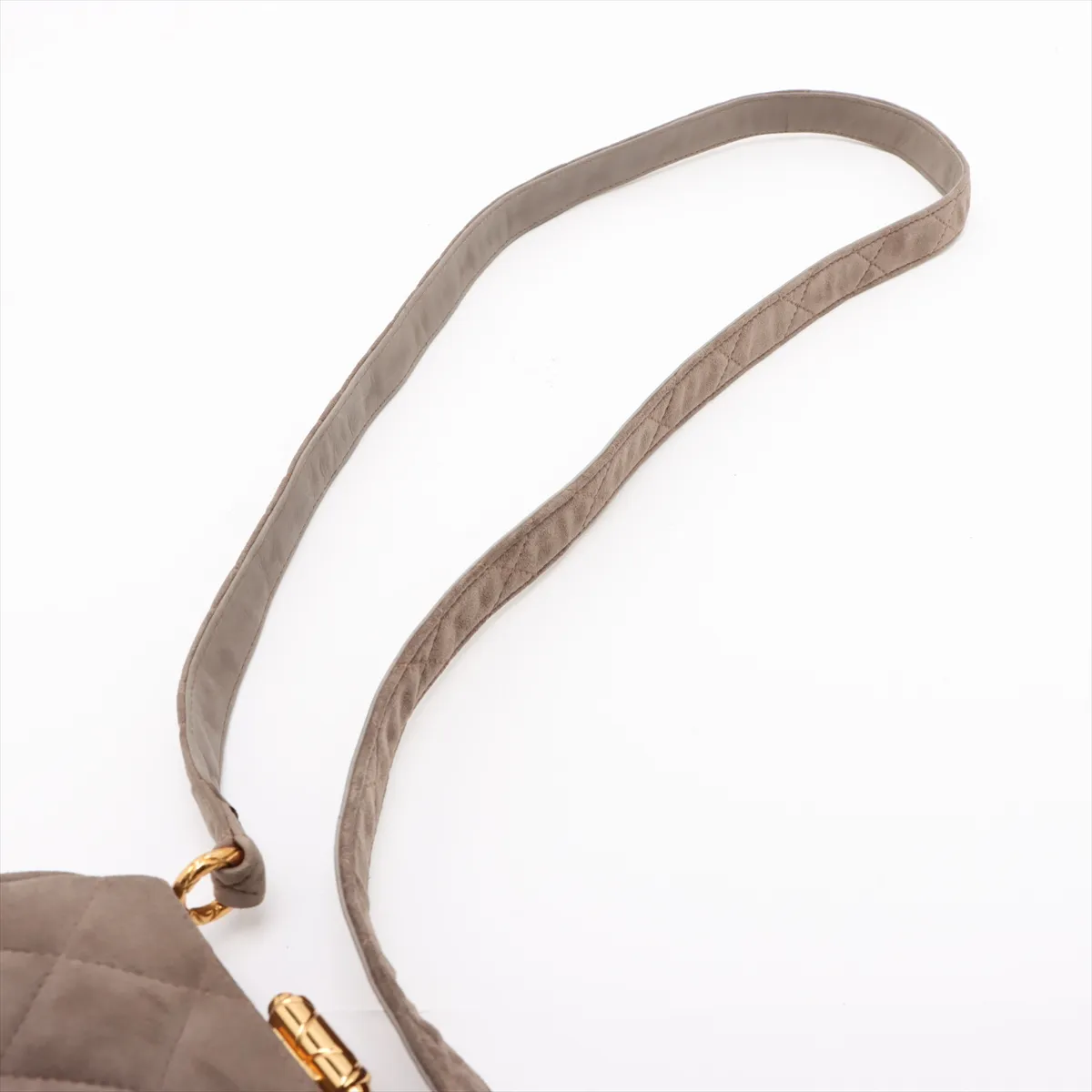 Matelasse suede shoulder bag brown gold hardware — view 5