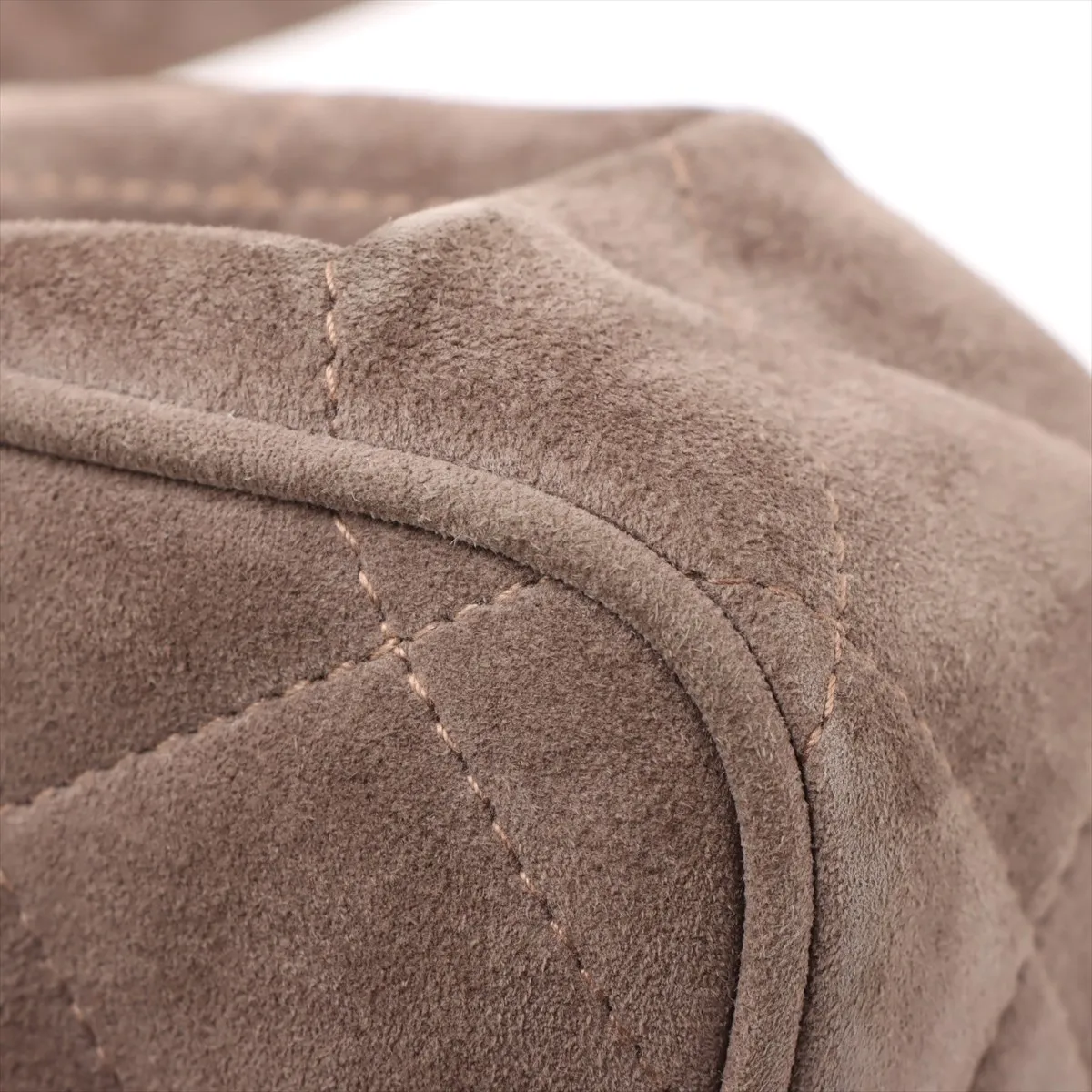 Matelasse suede shoulder bag brown gold hardware — view 9